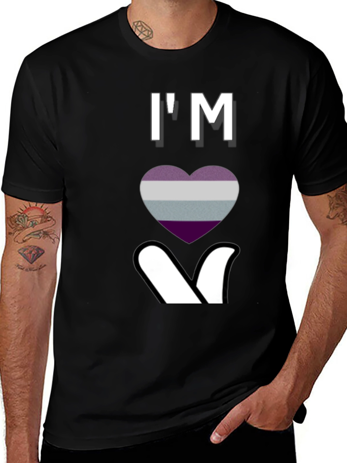 Ace Pride Heart Graphic T-Shirt - Black