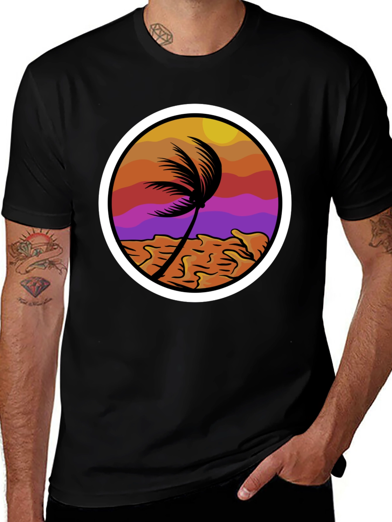 Sunset Palm Tree Graphic Tee
