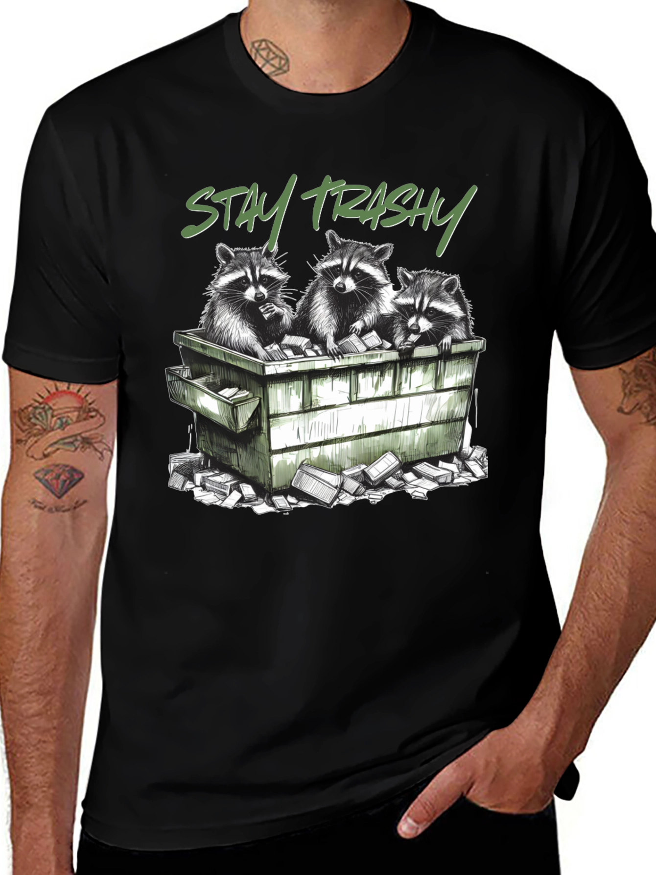 Variant 5 of Stay Trashy Raccoon Graphic Tee - Unisex