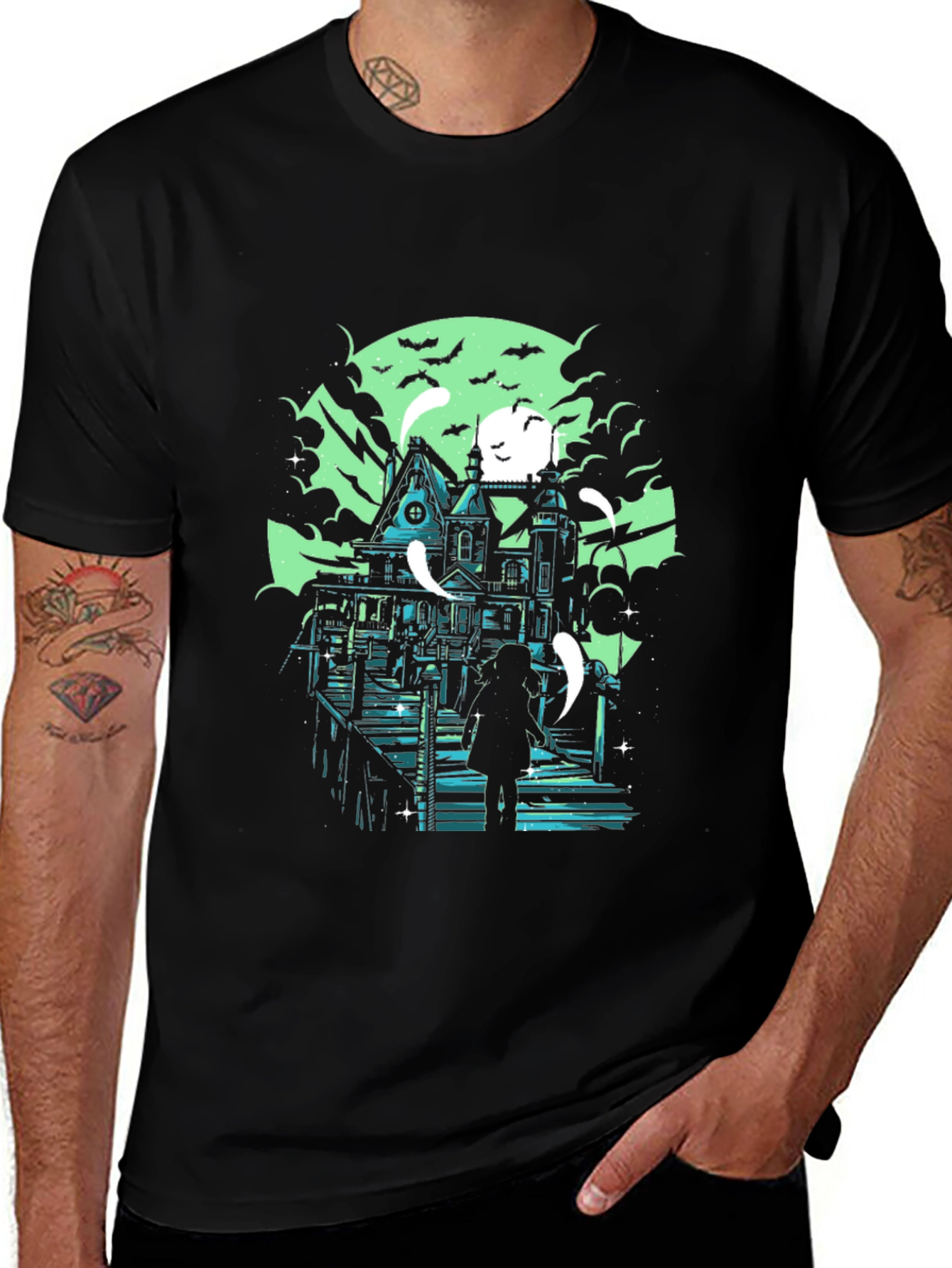 Variant 30 of Haunted House Graphic Black T-Shirt