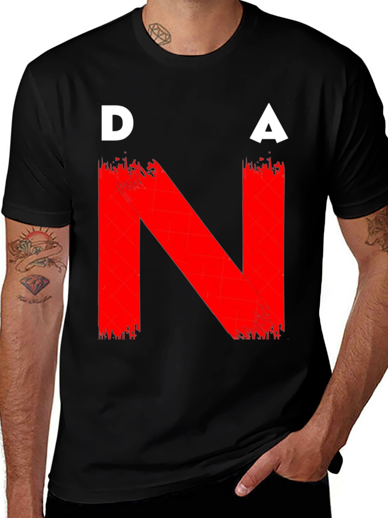 Variant 18 of DNA Graphic T-Shirt - Bold Red on Black