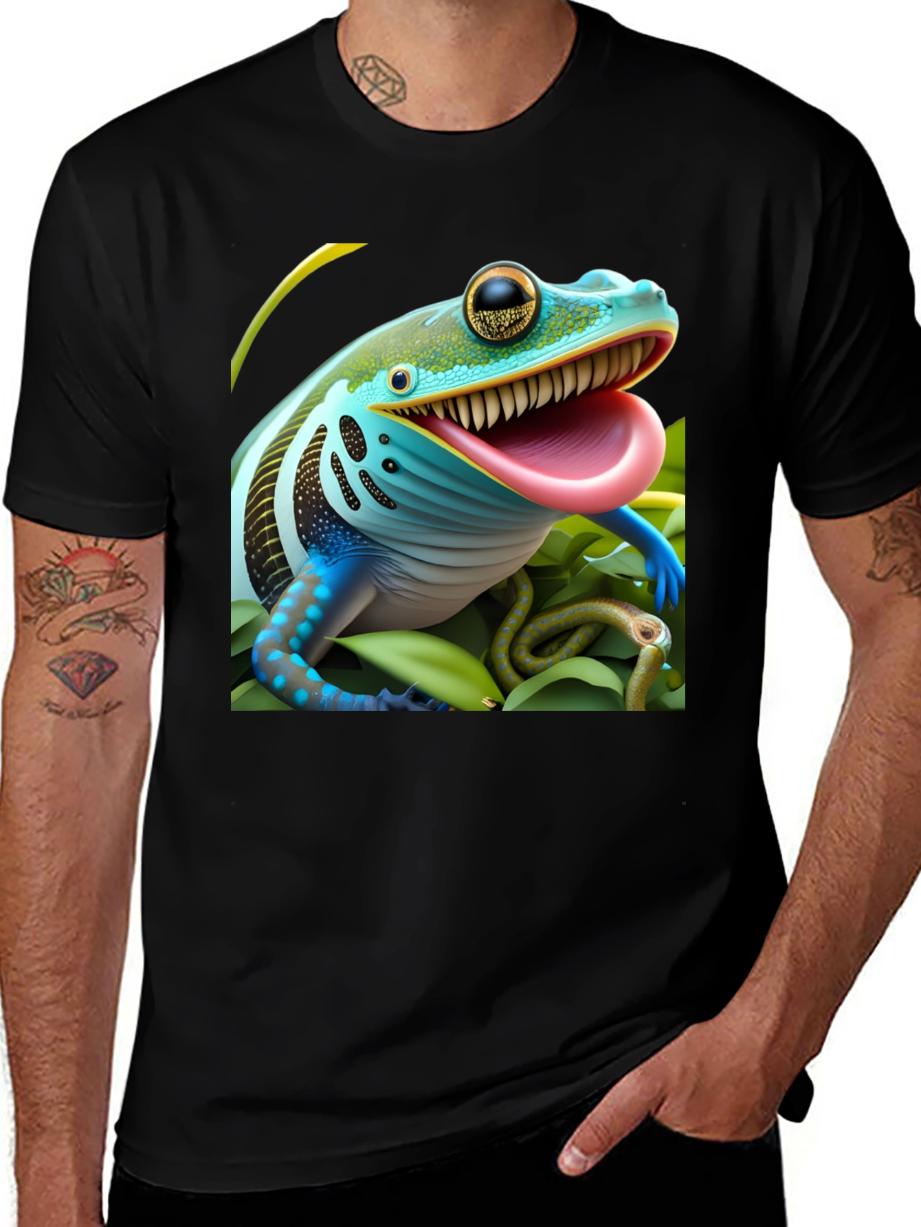 Variant 8 of Frog & Snake Graphic Tee - Unique Design