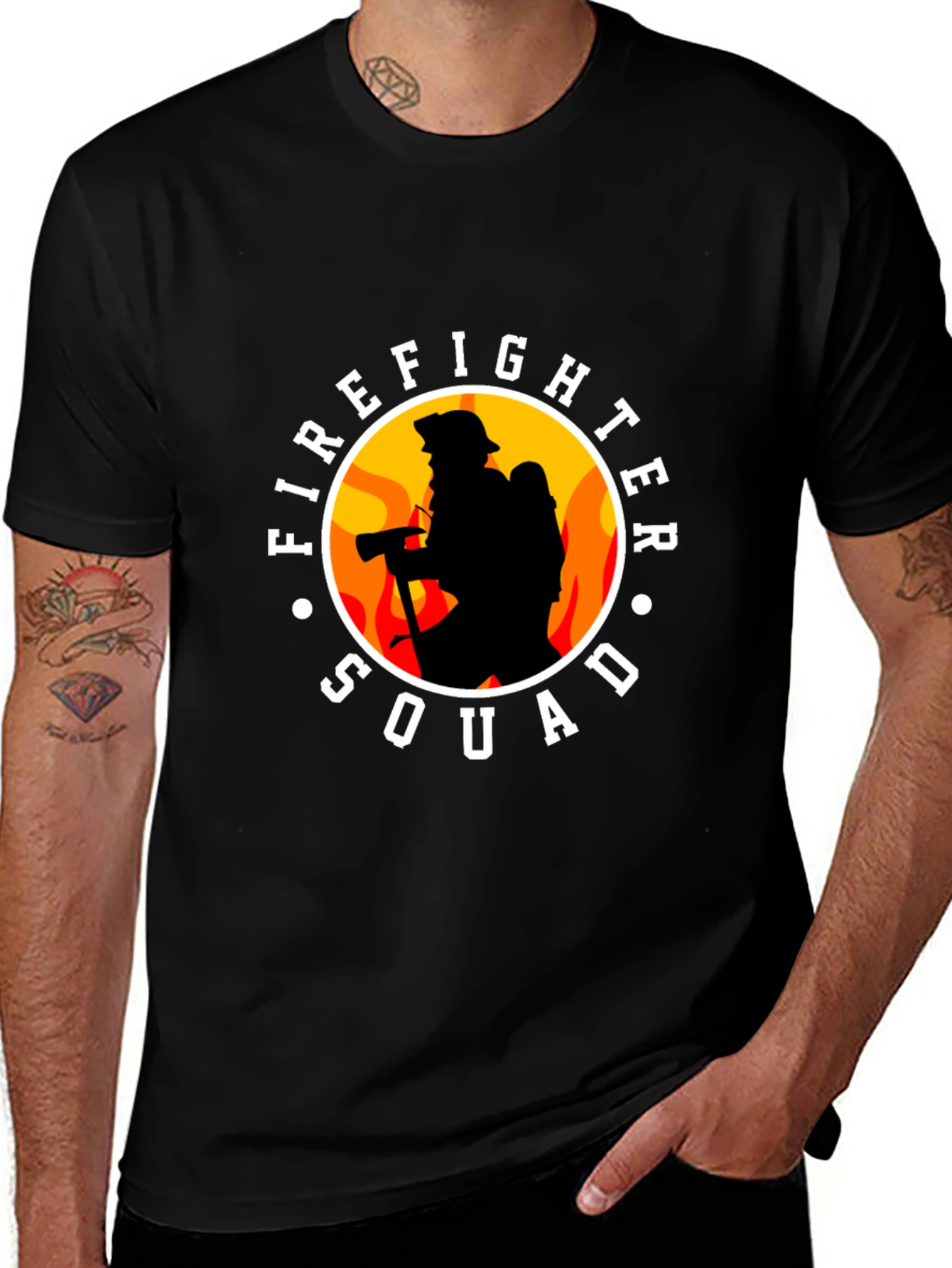 Variant 14 of Firefighter Squad Graphic T-Shirt - Black