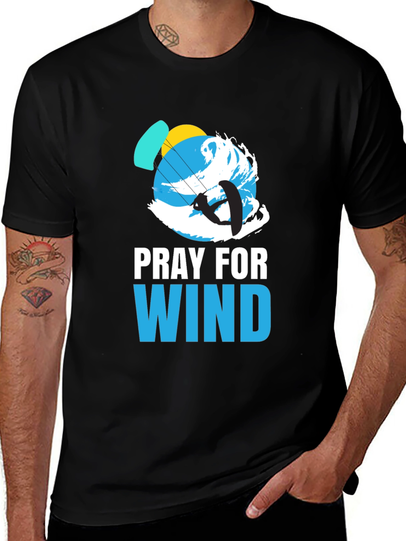 Variant 24 of Pray For Wind Graphic Tee - Kiteboarding Shirt