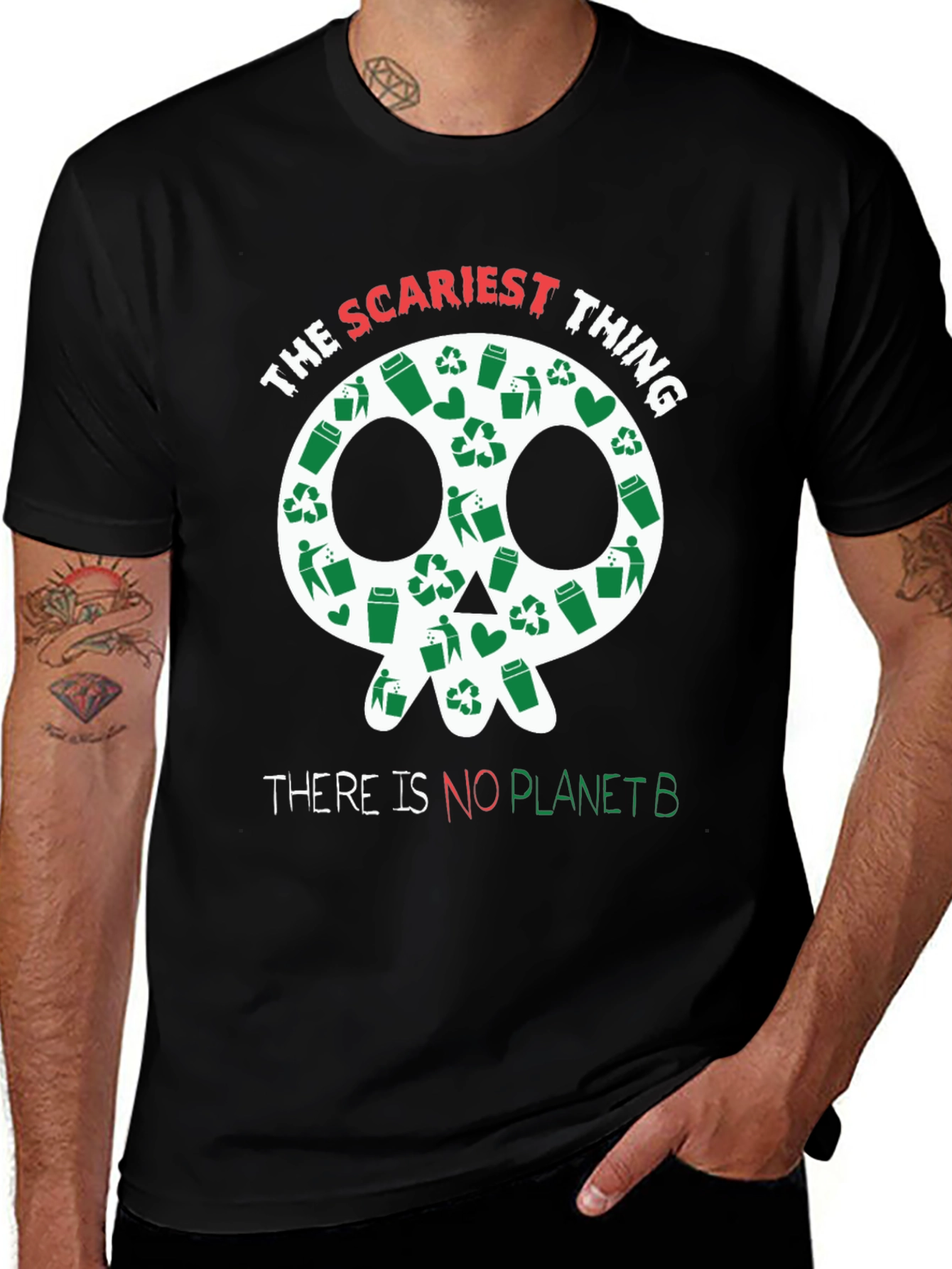 Eco-Friendly Skull Graphic T-Shirt - No Planet B