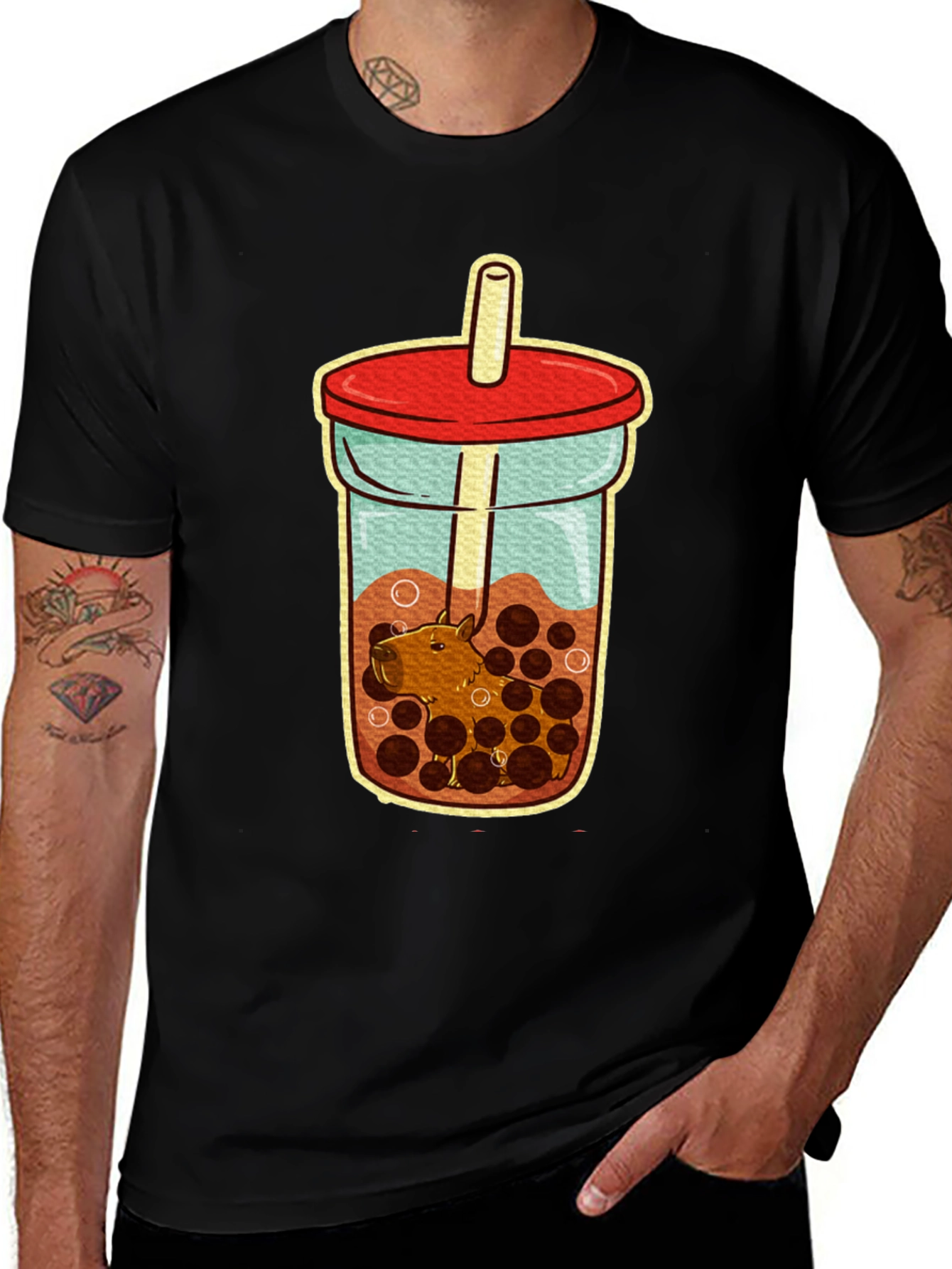 Variant 21 of Capybara Bubble Tea T-Shirt - Cute Graphic Tee
