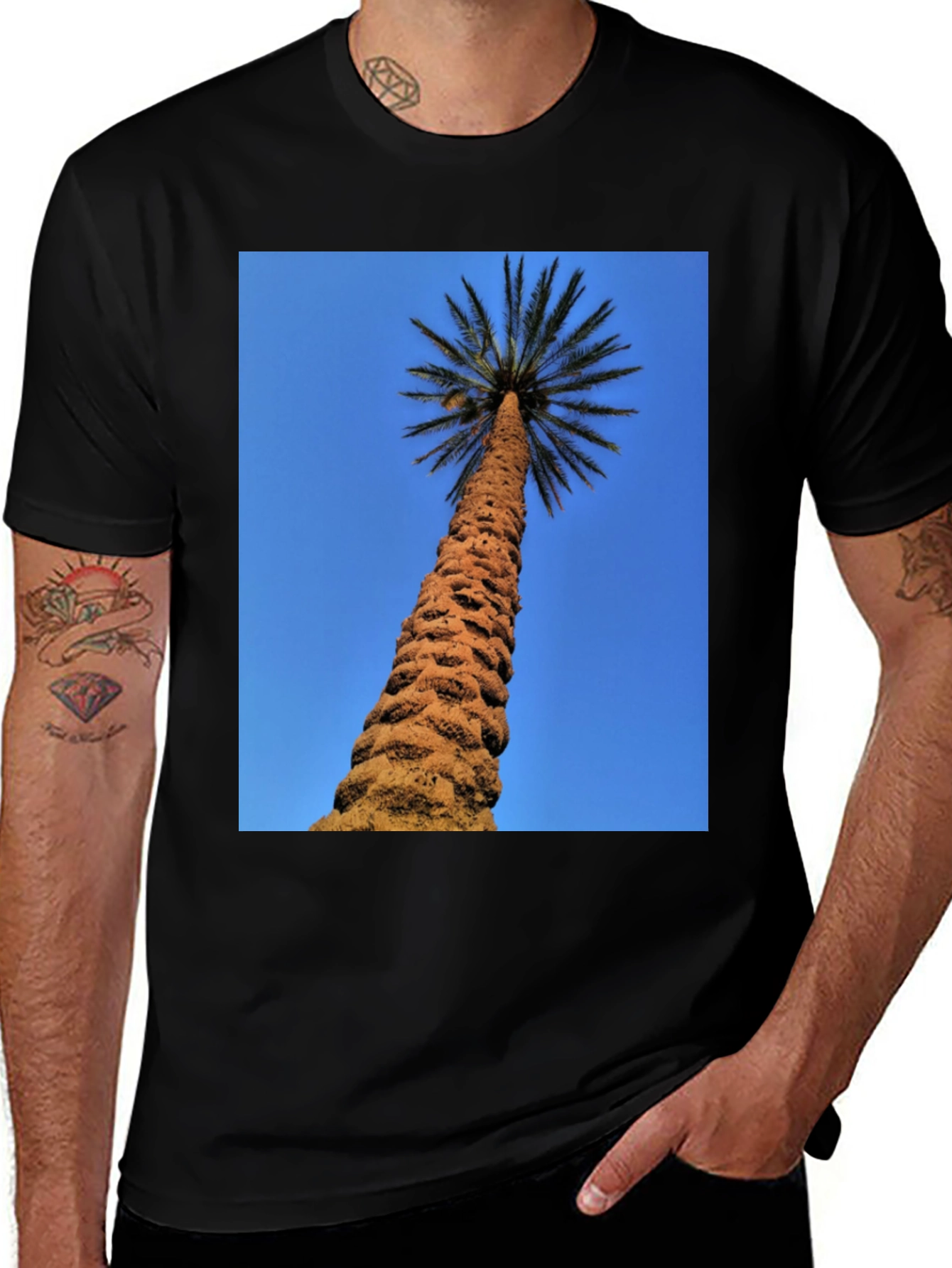 Variant 21 of Palm Tree Graphic Black T-Shirt