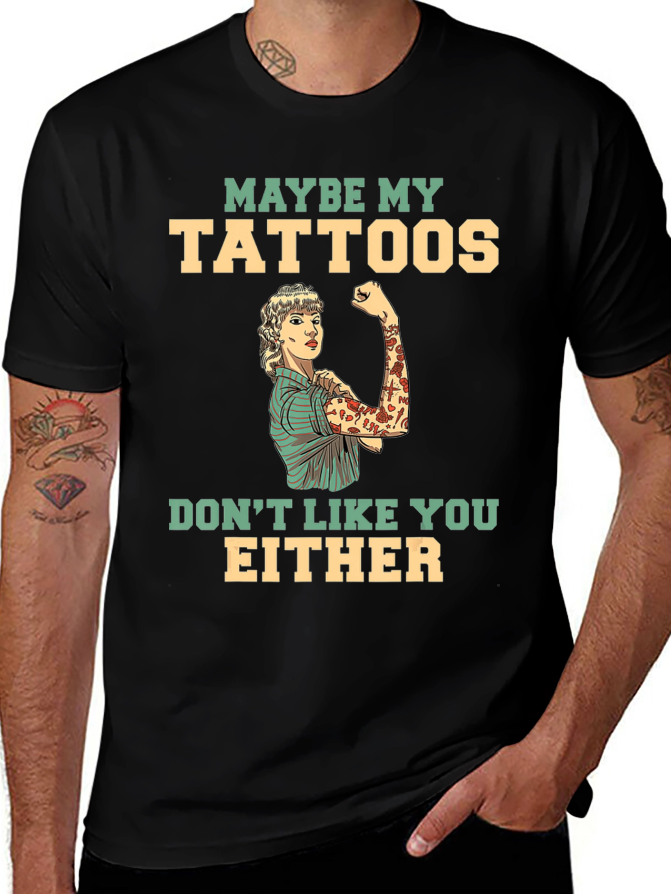 Variant 28 of Tattooed Lady Graphic Tee - Funny Statement T-Shirt