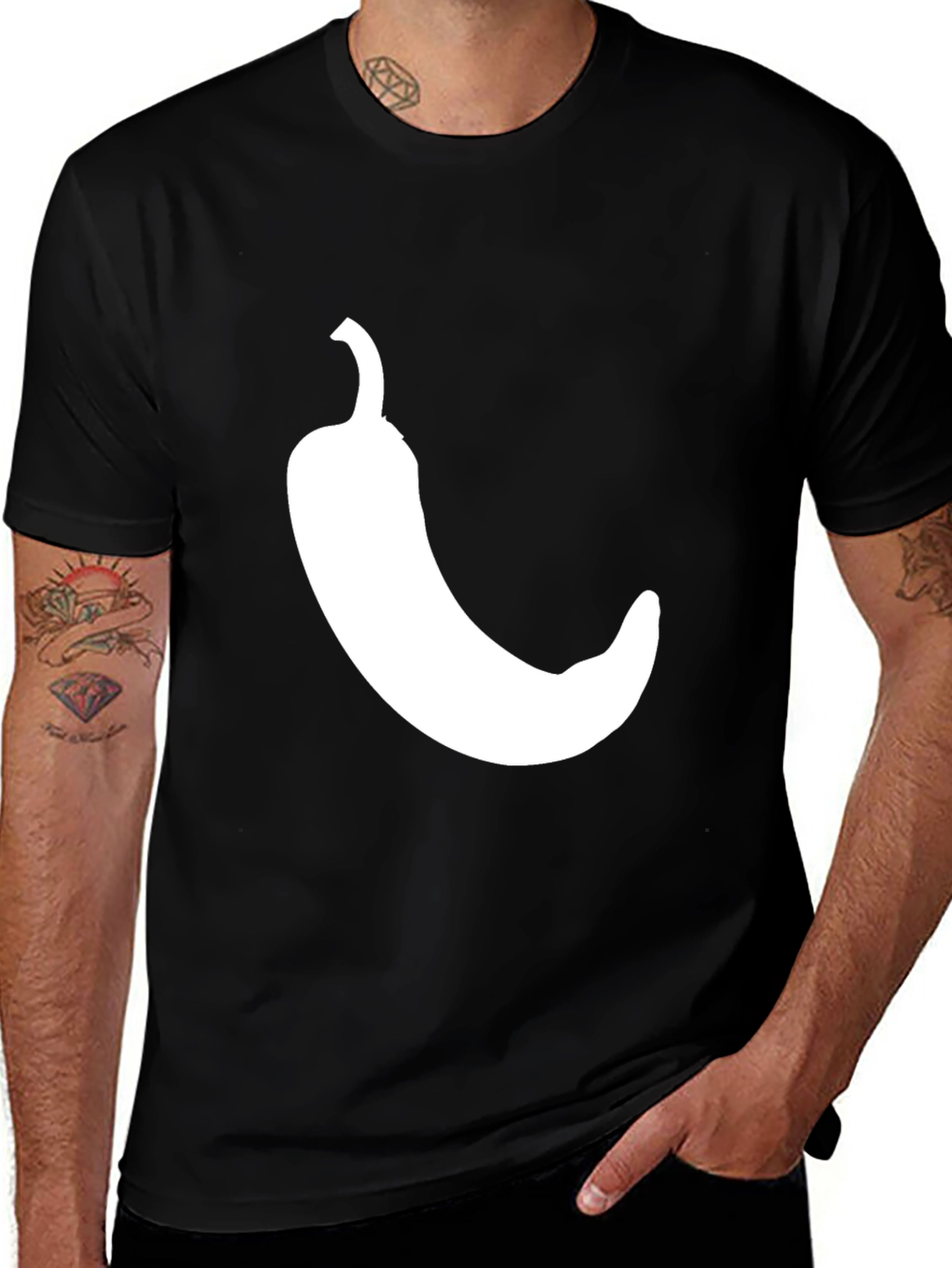 Variant 23 of Chili Pepper Graphic Tee - Black Cotton T-Shirt