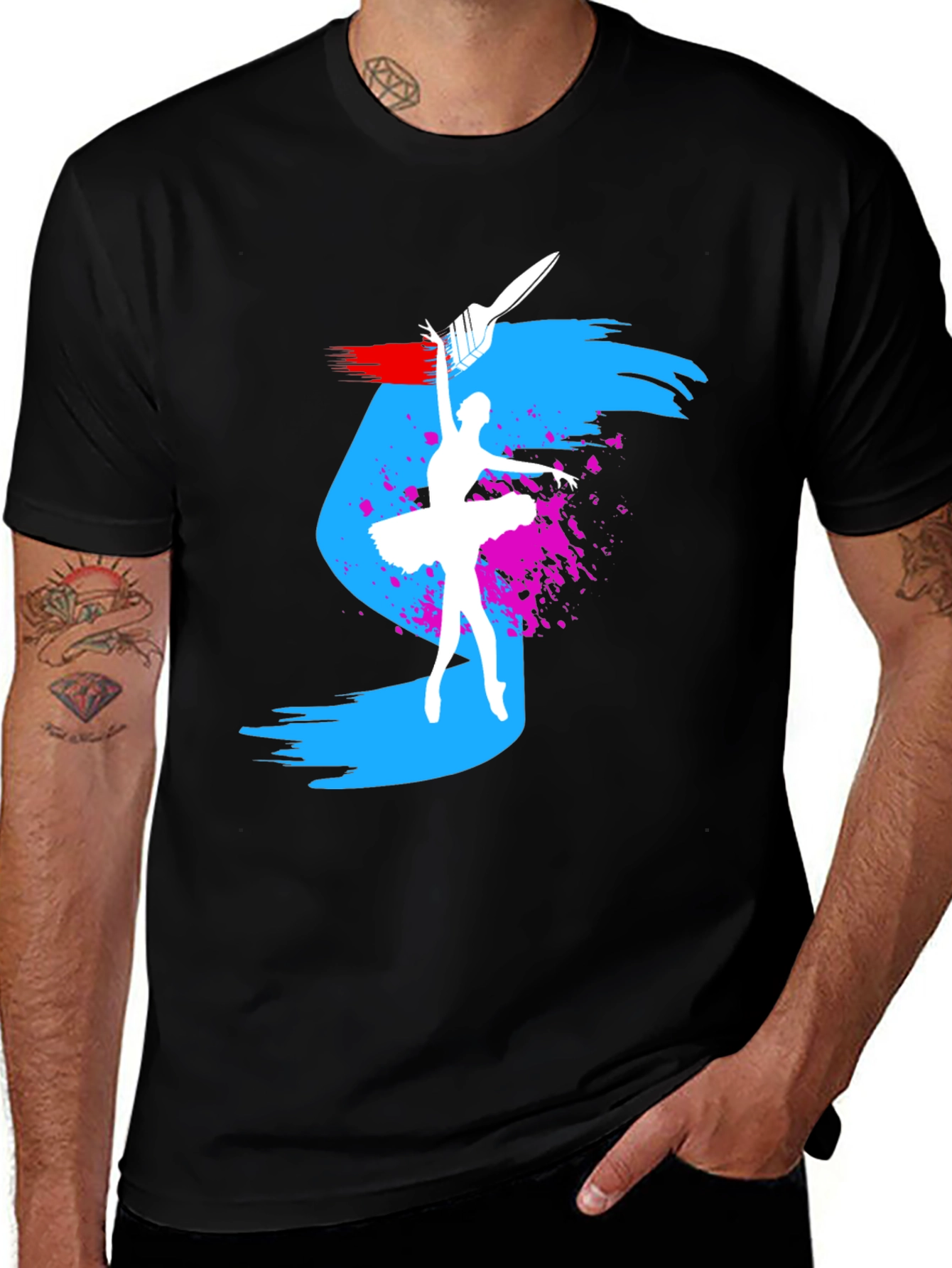 Variant 12 of Ballet Dancer Graphic Tee - Artsy Black T-Shirt