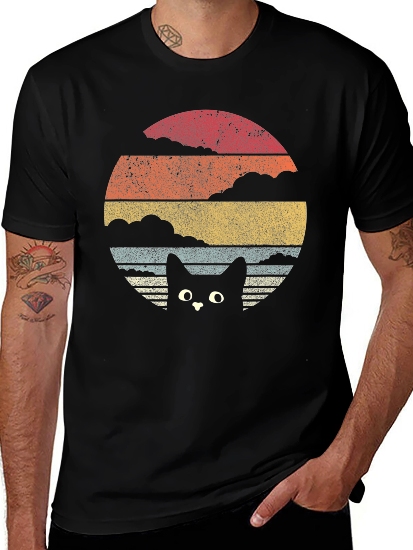 Variant 17 of Retro Cat Sunset T-Shirt