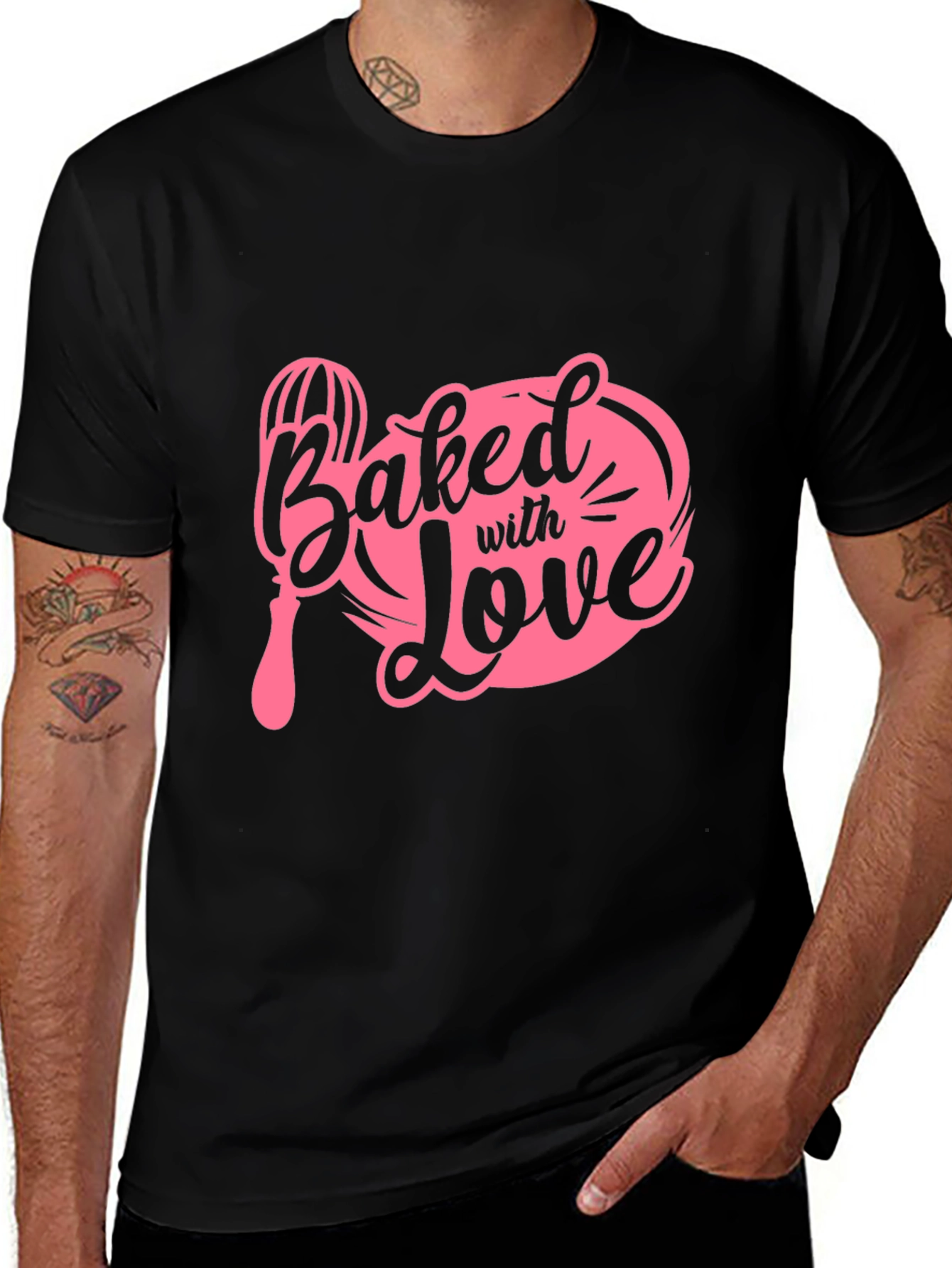 Variant 10 of Baked With Love T-Shirt - Black Cotton Tee