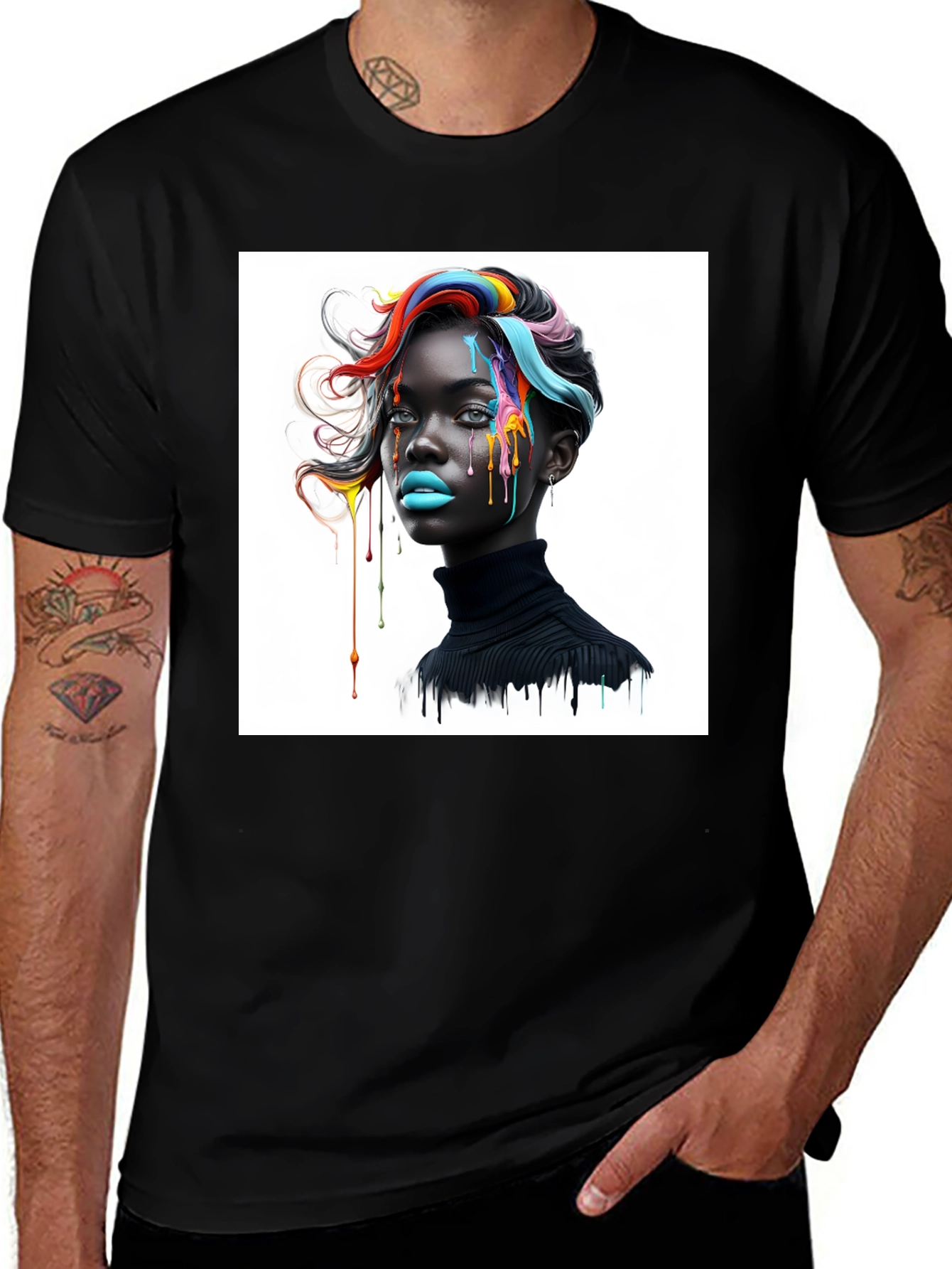 Variant 9 of Abstract Art Tee - Colorful Woman Portrait