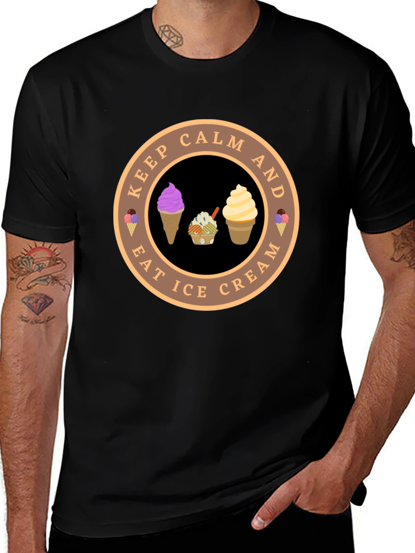 Variant 20 of Keep Calm & Eat Ice Cream T-Shirt - Black