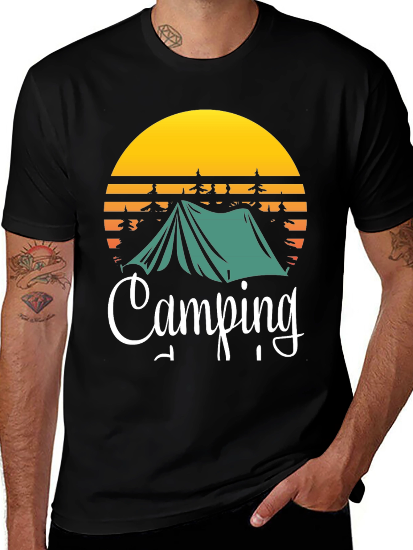 Variant 20 of Camping Adventure Tee: Tent & Sunset Design