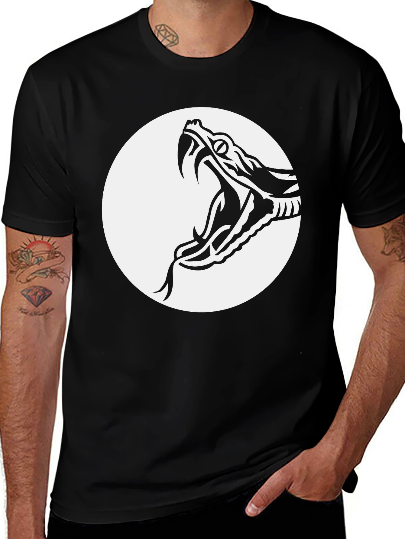 Variant 9 of Snake Fang Graphic Black T-Shirt