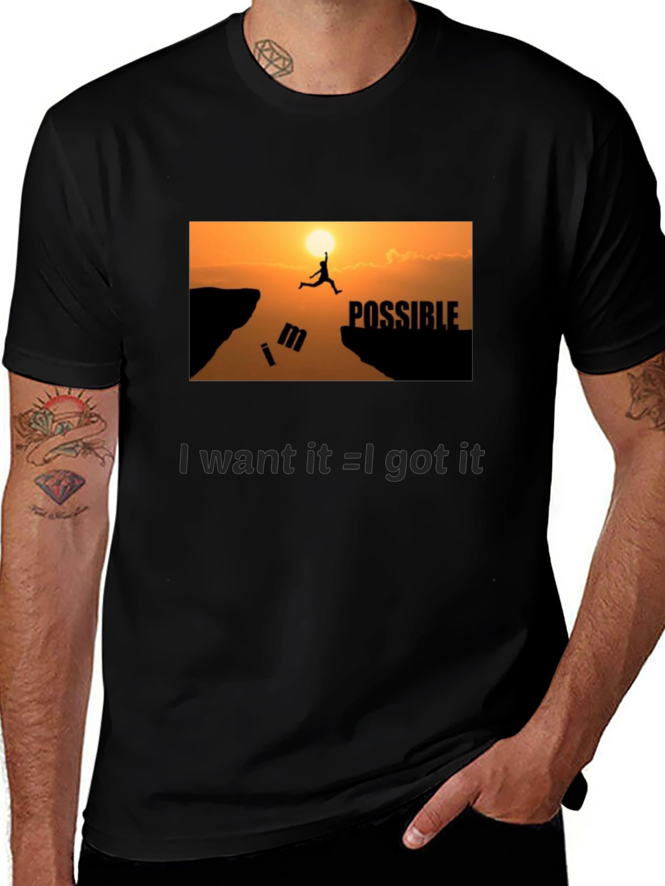 Variant 17 of Motivational Black Graphic T-Shirt - I'm Possible