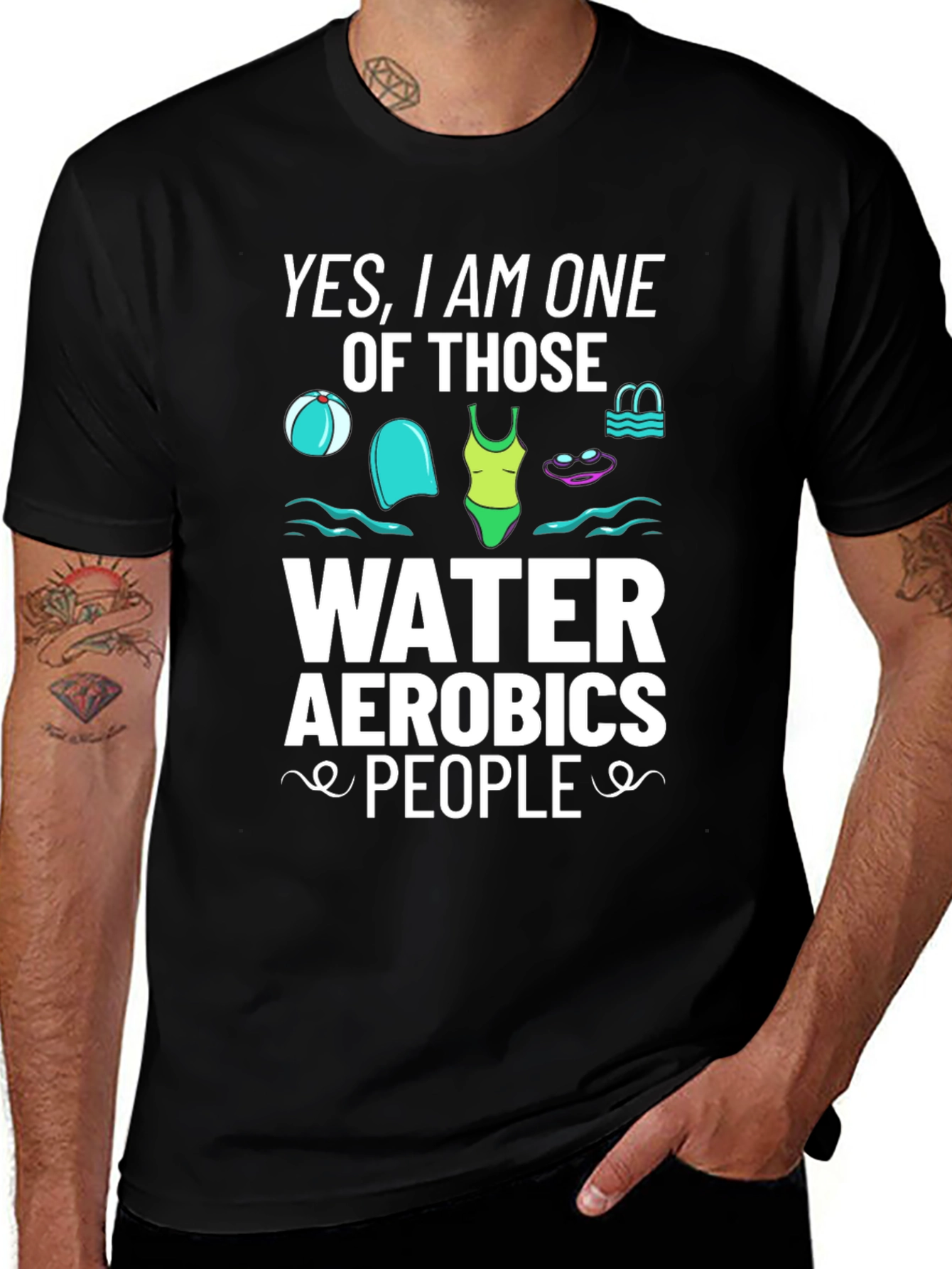 Water Aerobics Enthusiast Black Tee