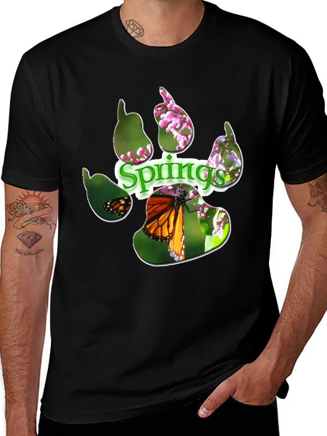 Variant 4 of Springs Paw Print Butterfly Graphic T-Shirt