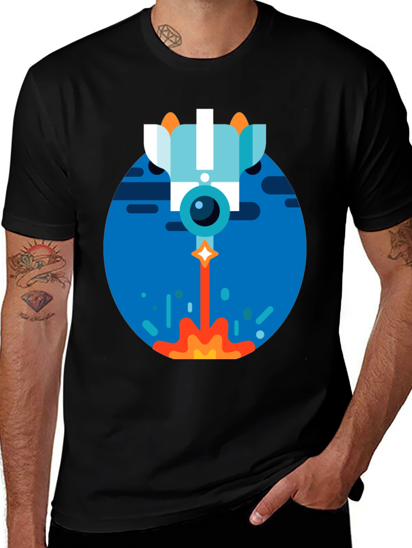 Variant 28 of Rocket Launch Graphic Tee - Cool Space Design