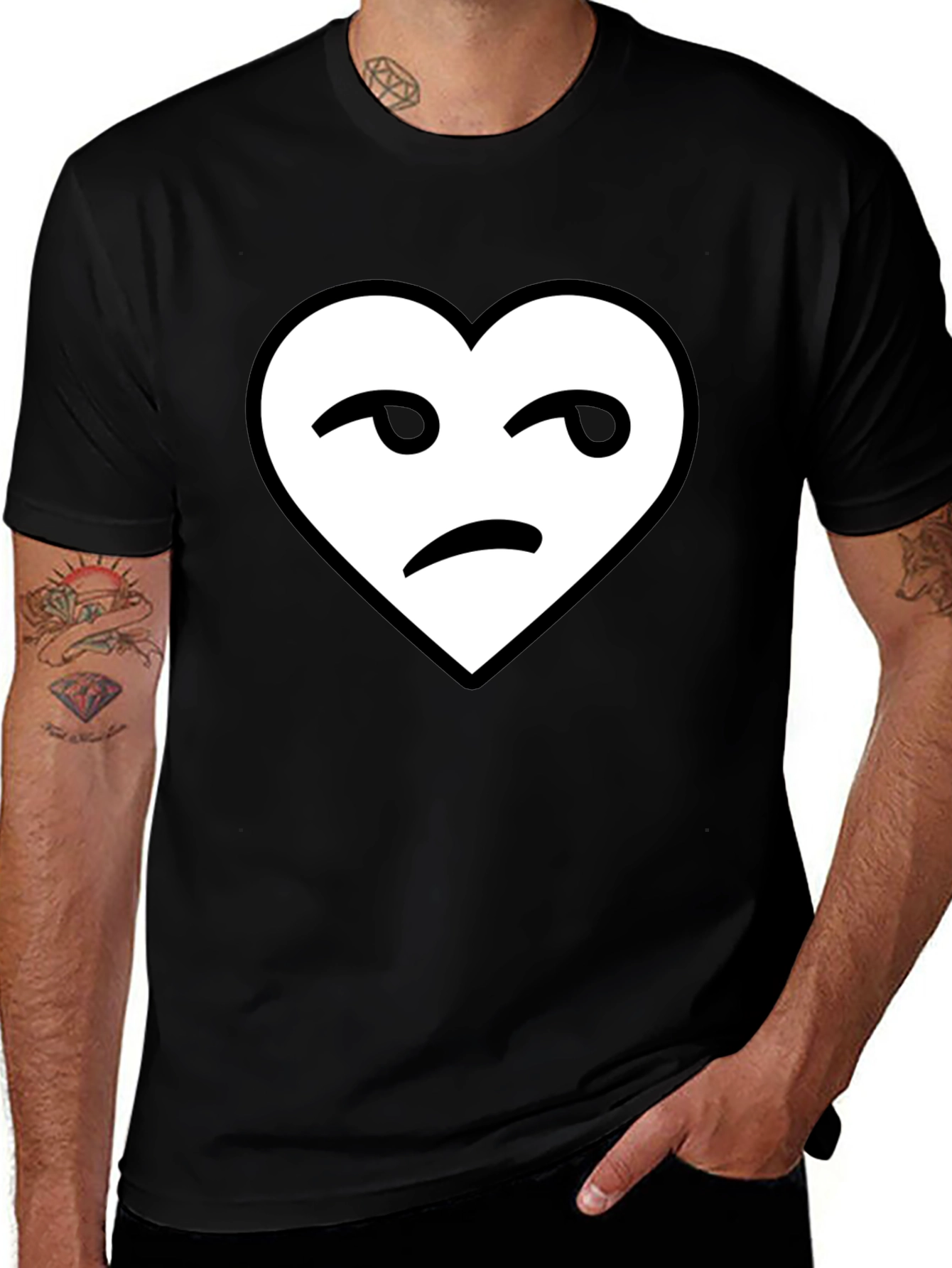 Variant 15 of Heart Face Black T-Shirt - Express Your Mood!