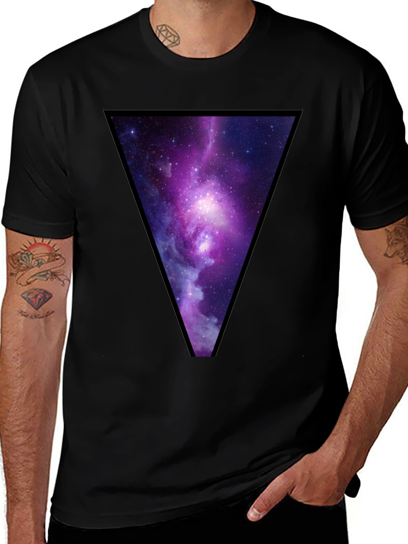 Variant 14 of Galaxy Triangle Graphic T-Shirt - Trendy Casual Wear