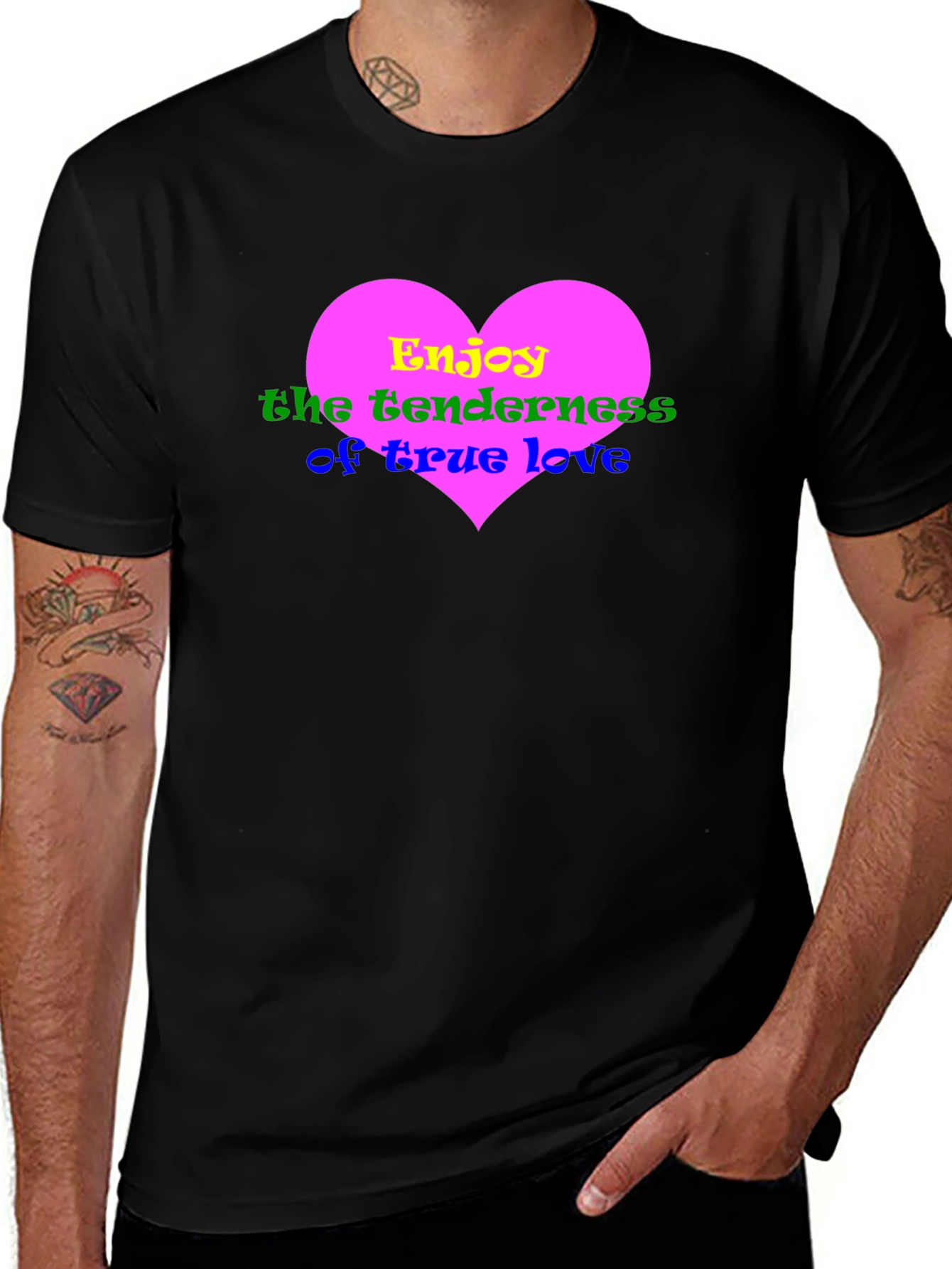Variant 18 of Heart Love Graphic Black T-Shirt