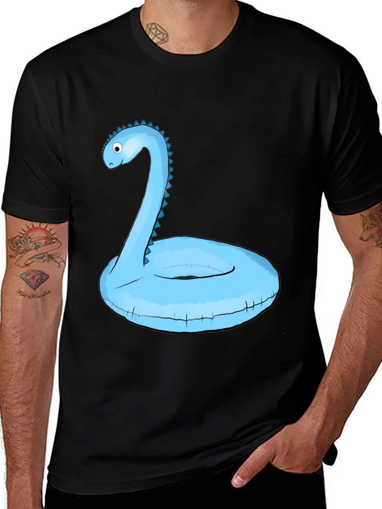 Variant 21 of Dino Pool Float T-Shirt - Black Graphic Tee