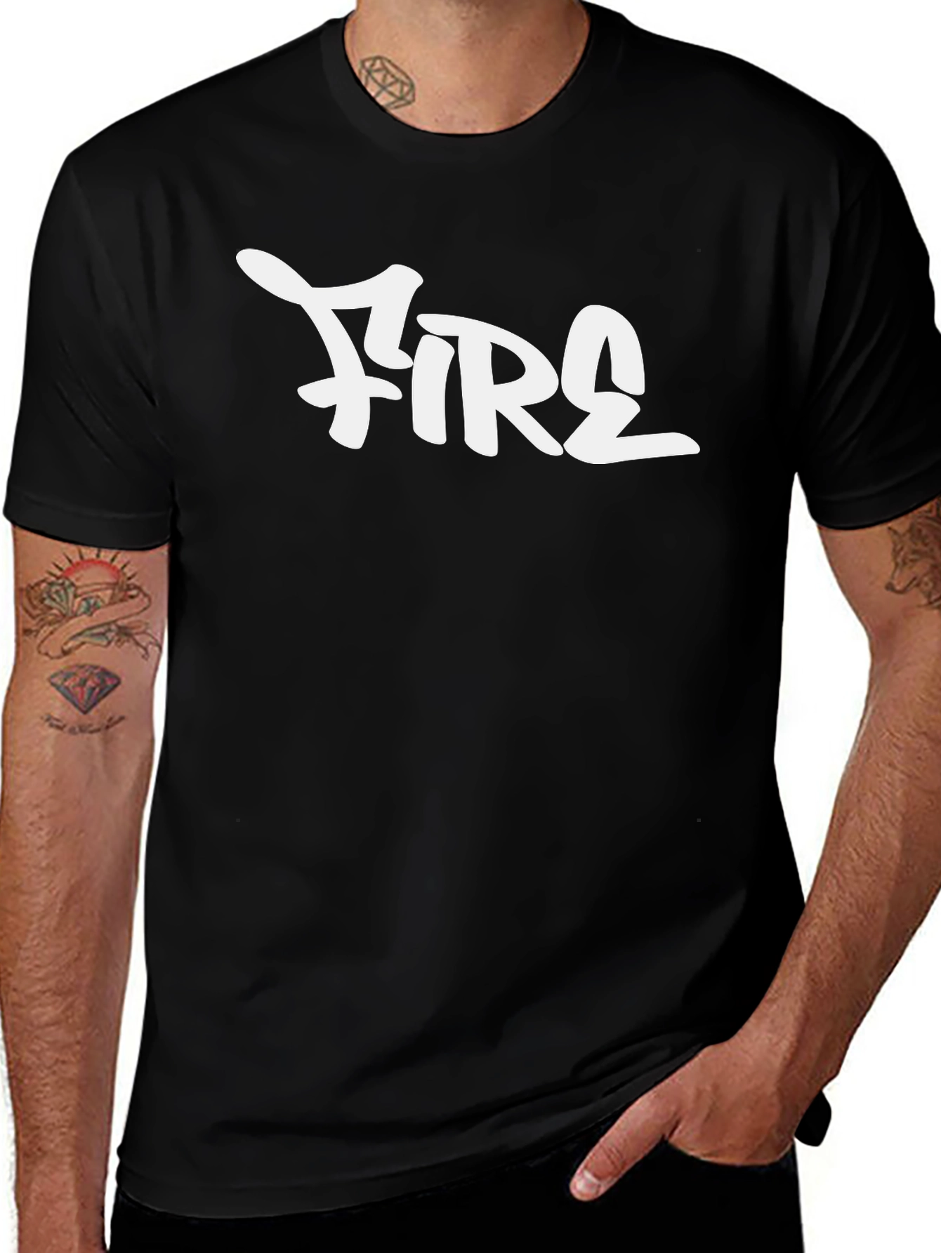 Variant 2 of Fire Graphic Tee - Stylish Black Cotton T-Shirt