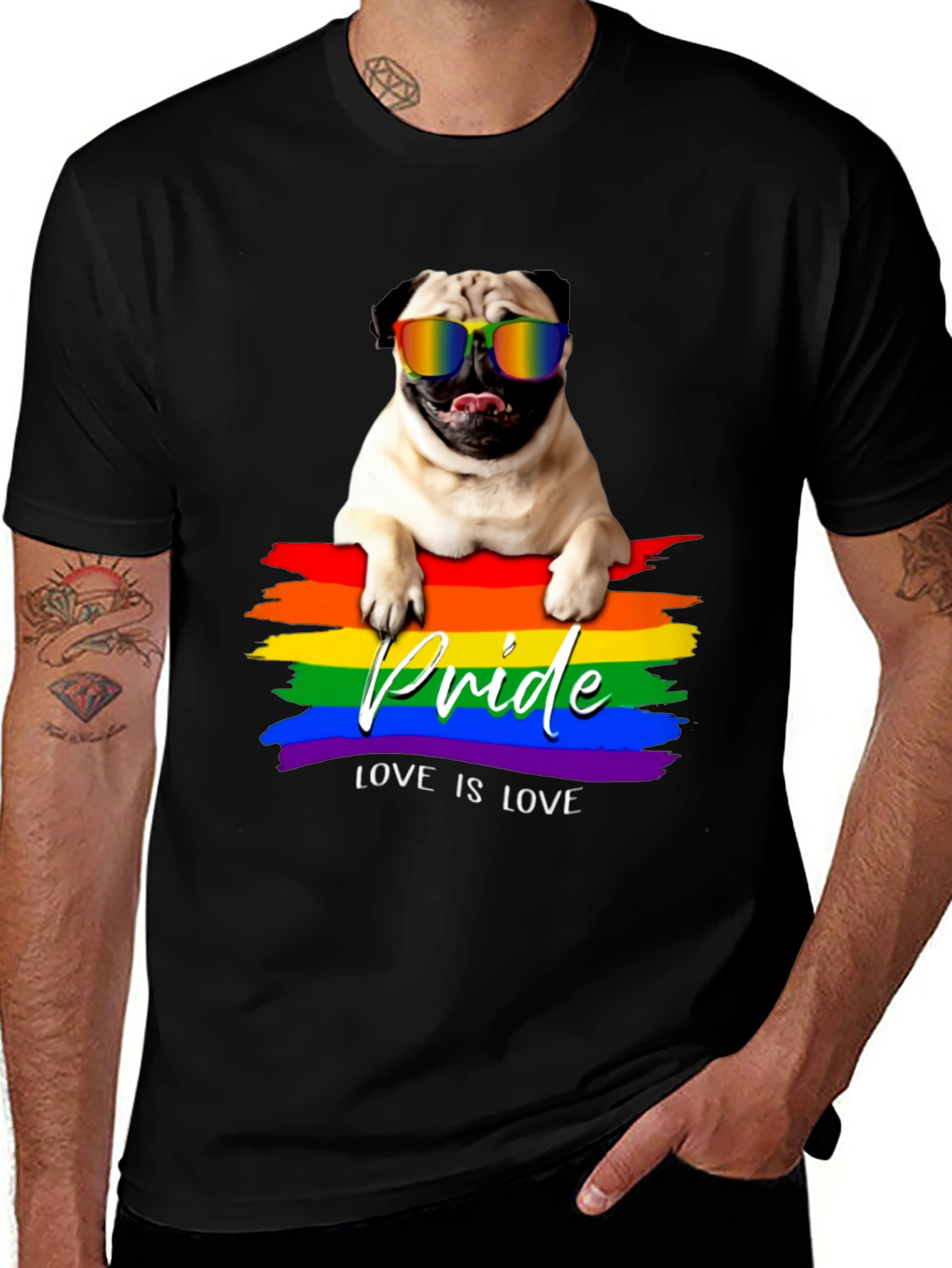 Variant 20 of Pride Pug T-Shirt - Love is Love
