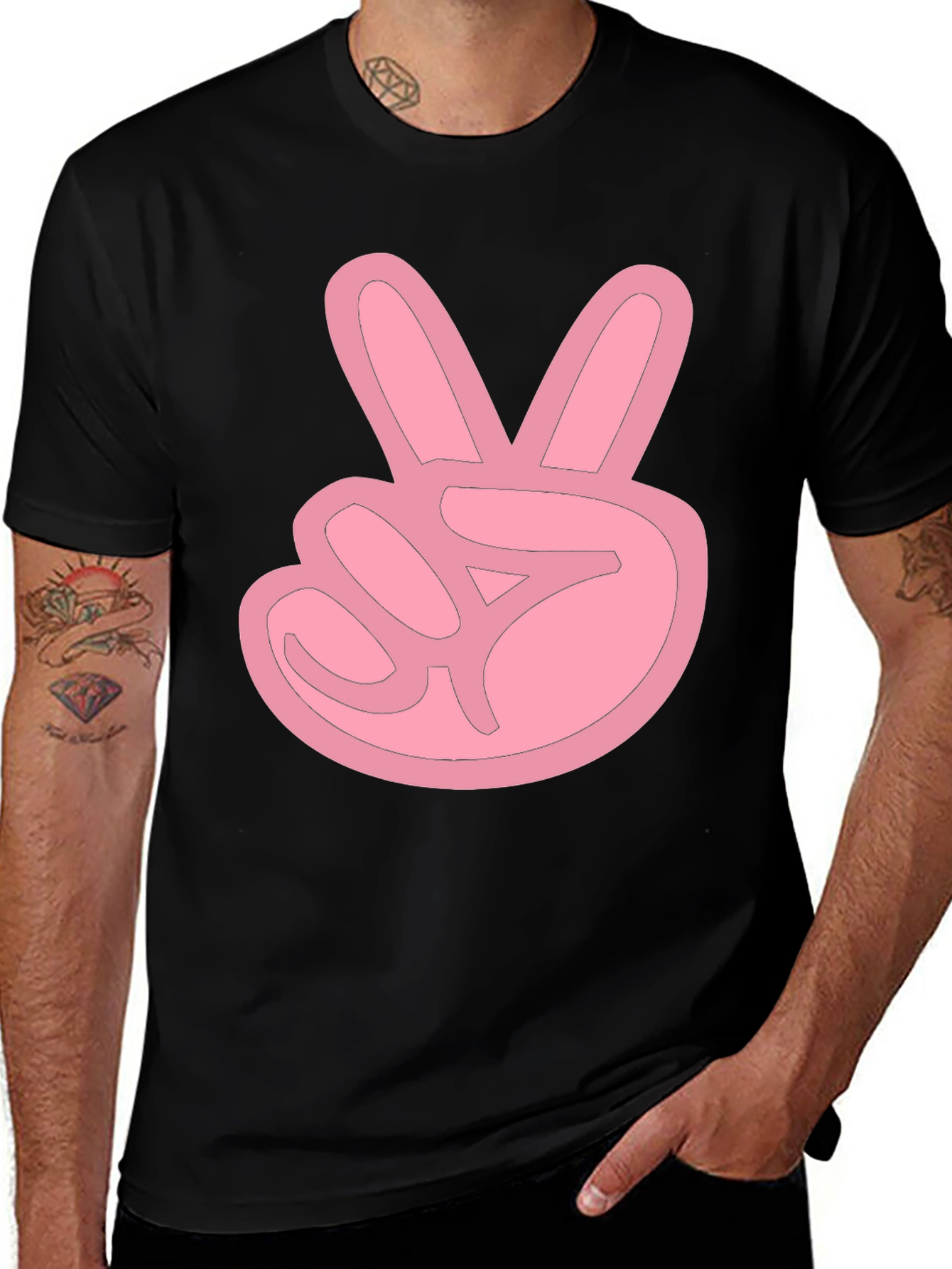 Variant 23 of Pink Peace Sign Black T-Shirt