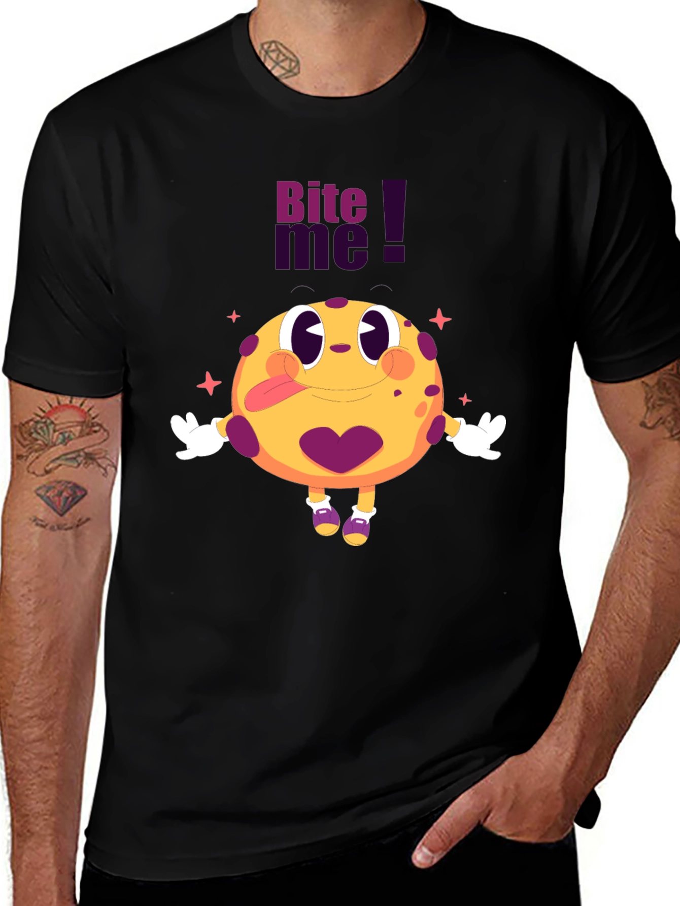 Variant 17 of Bite Me Cartoon Graphic Black T-Shirt