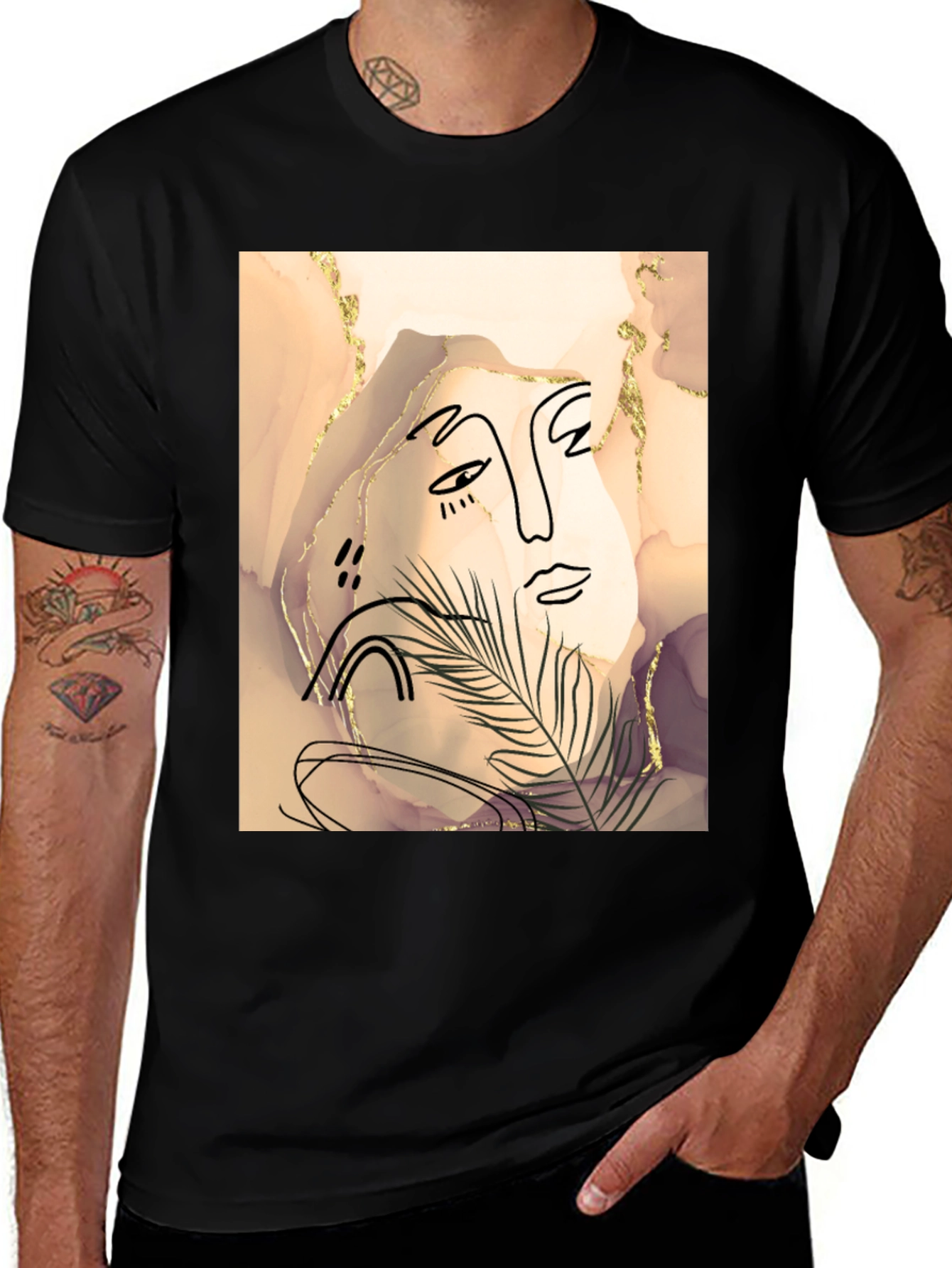 Variant 15 of Abstract Face Graphic Black T-Shirt