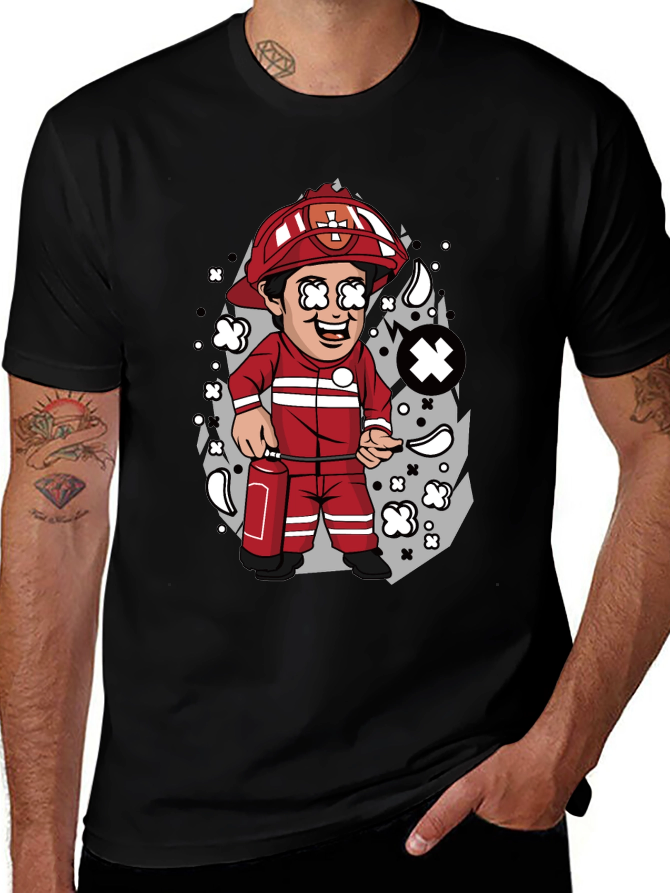 Cartoon Firefighter T-Shirt