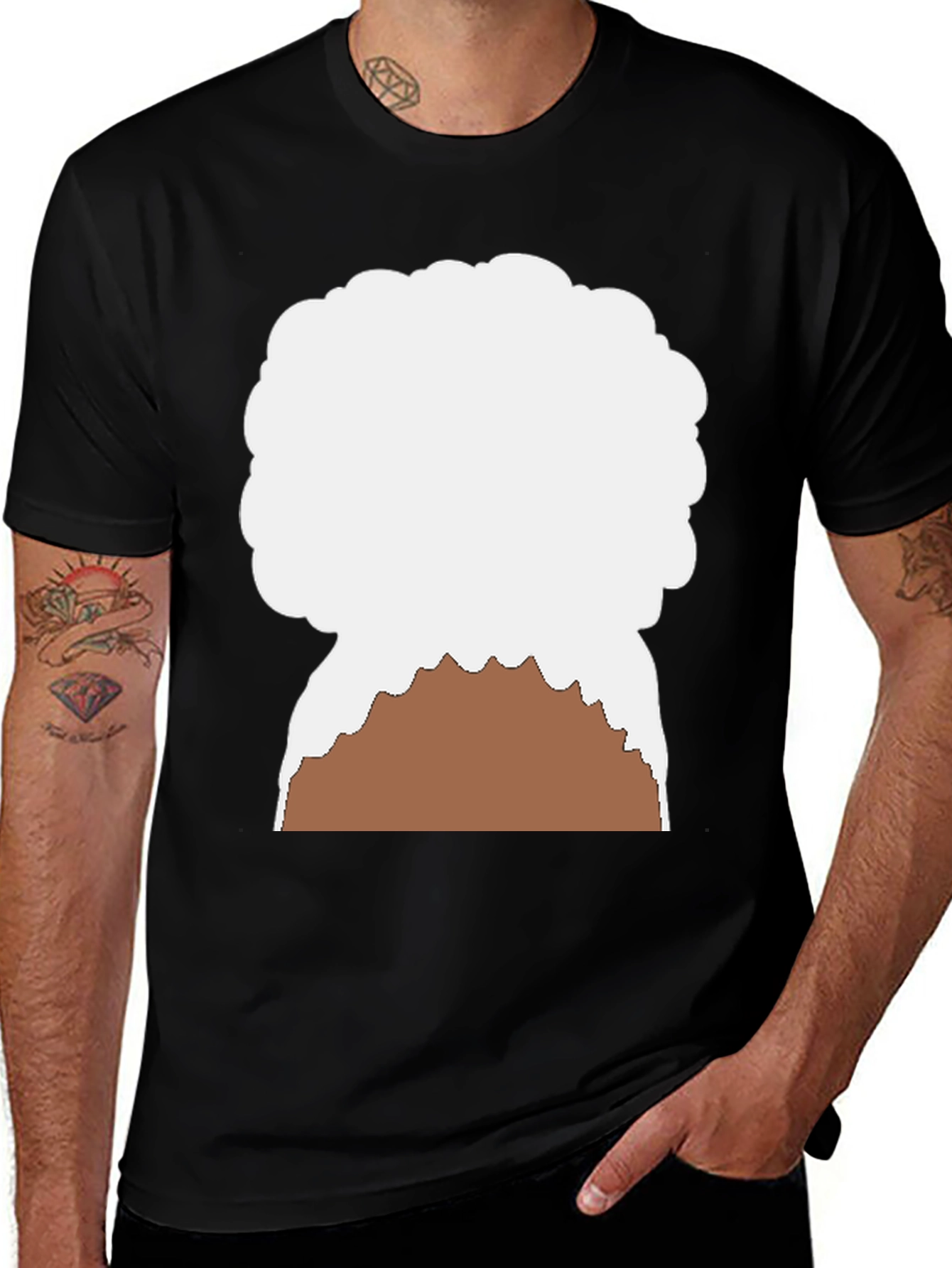 Retro Cartoon Afro Hairstyle Black Graphic T-Shirt