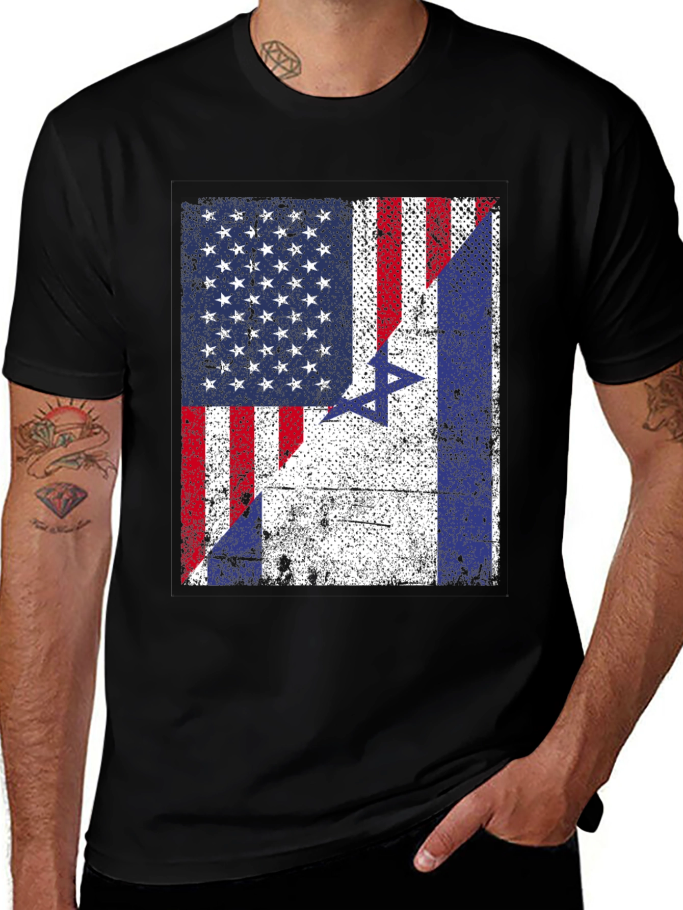 USA Israel Flag Graphic T-Shirt