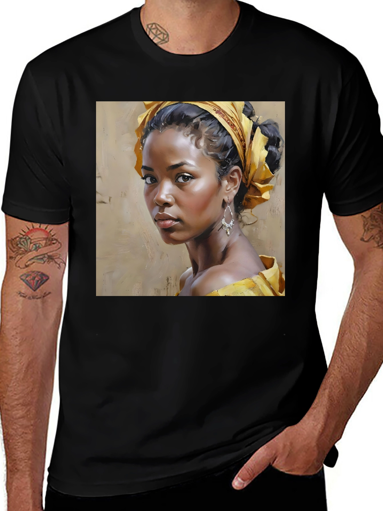 Variant 16 of Elegant Woman Portrait Graphic Tee - Black