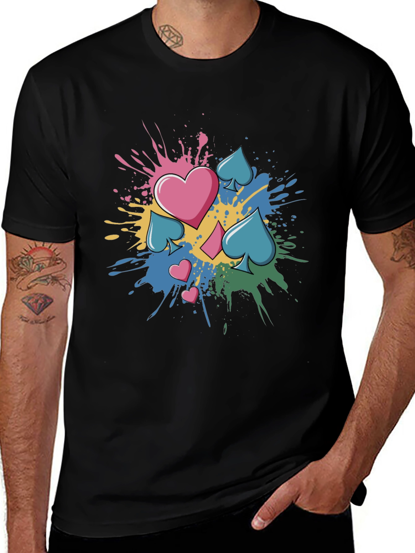 Variant 6 of Playing Card Suit Splatter Graphic Tee