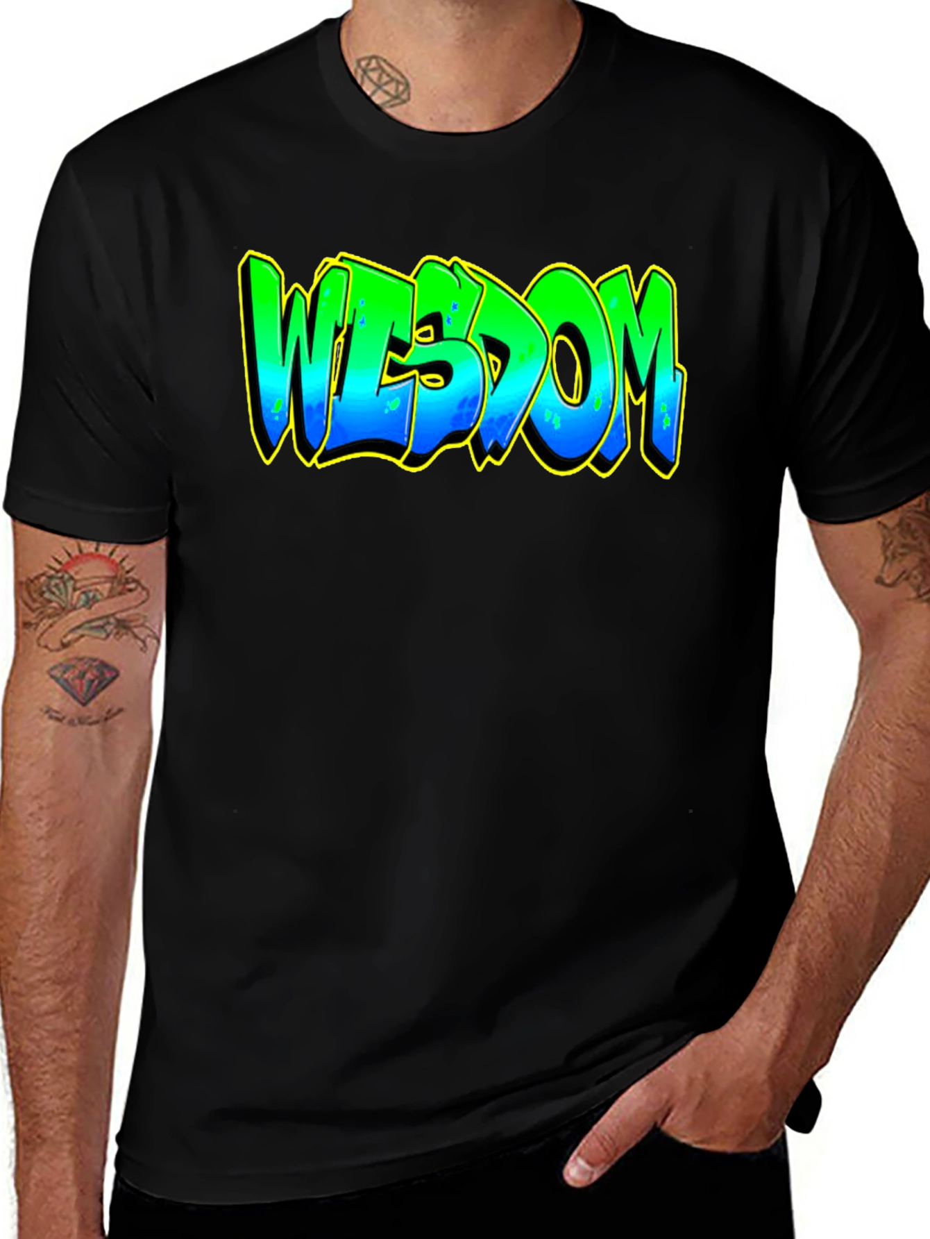 Variant 9 of Wisdom Graphic T-Shirt - Black Tee