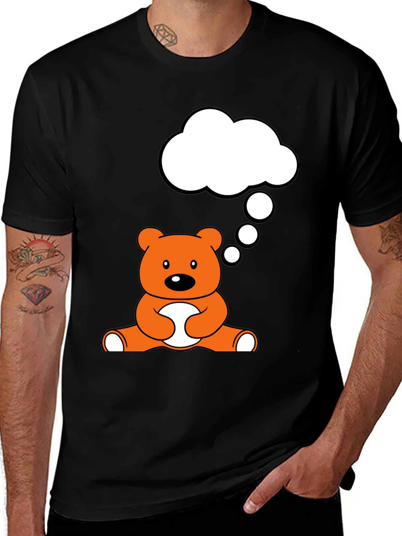 Variant 20 of Cartoon Bear Thinking Black T-Shirt