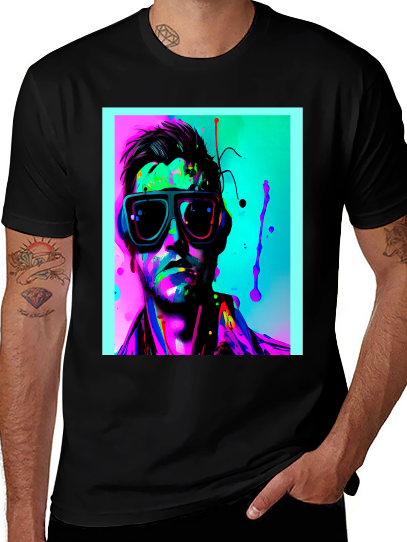 Variant 5 of Neon Splash Portrait T-Shirt