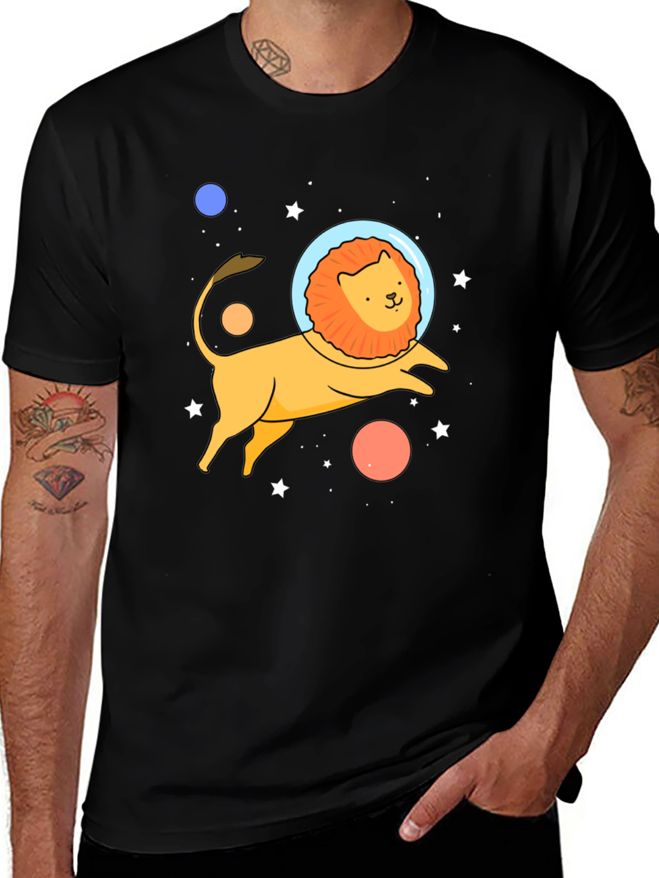 Variant 22 of Lion Astronaut Graphic Tee - Unisex Space Lover Shirt