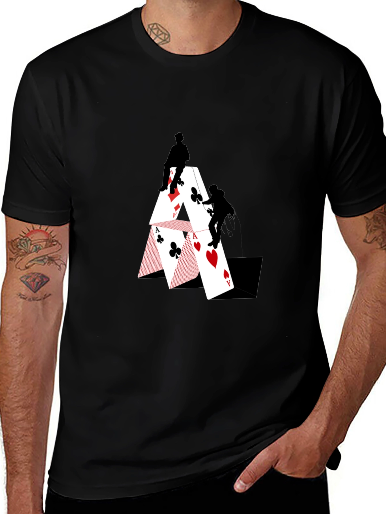 Variant 27 of Climbing Card House Graphic T-Shirt