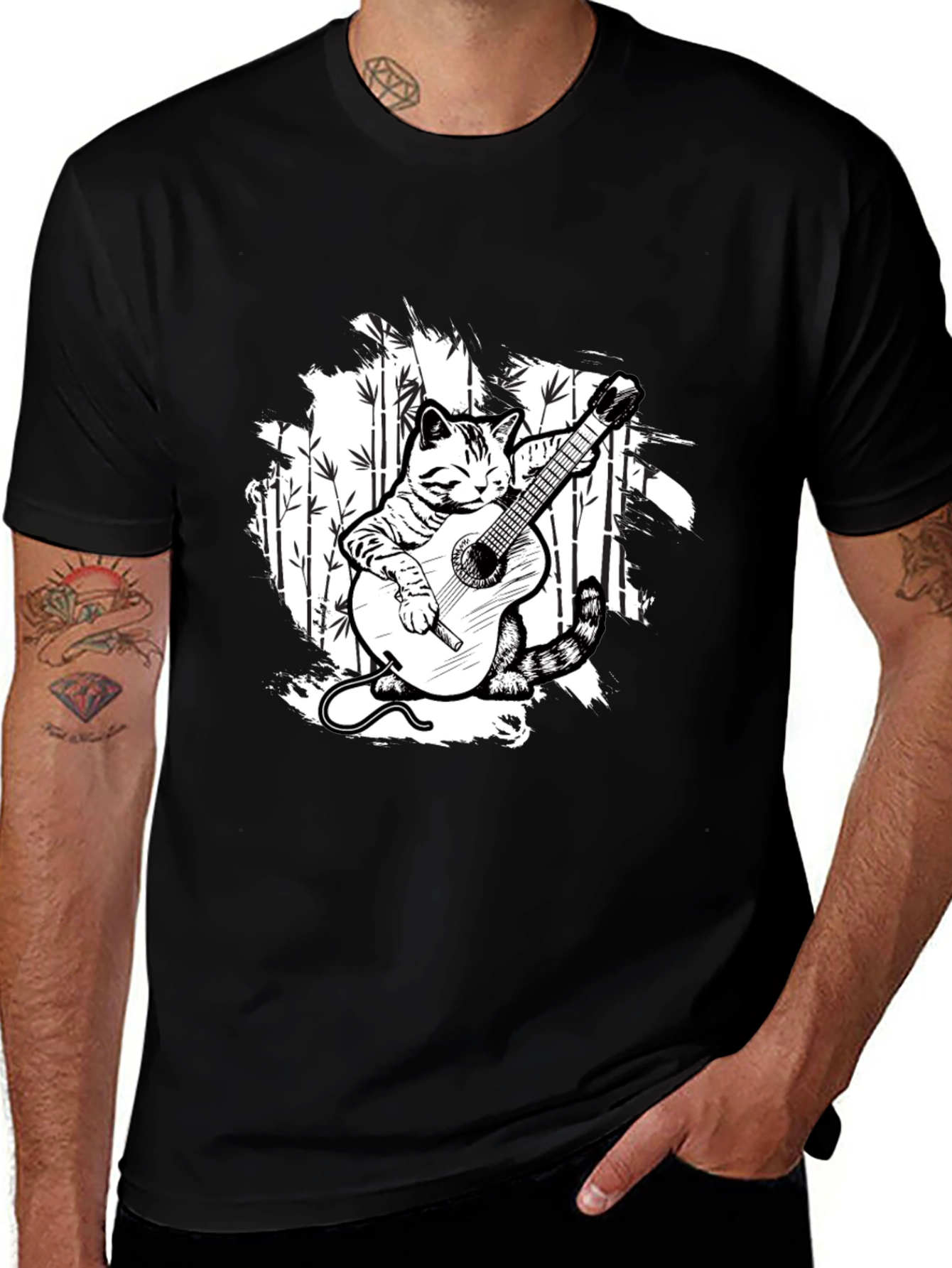 Variant 11 of Cat Guitarist T-Shirt - Musical Feline Tee