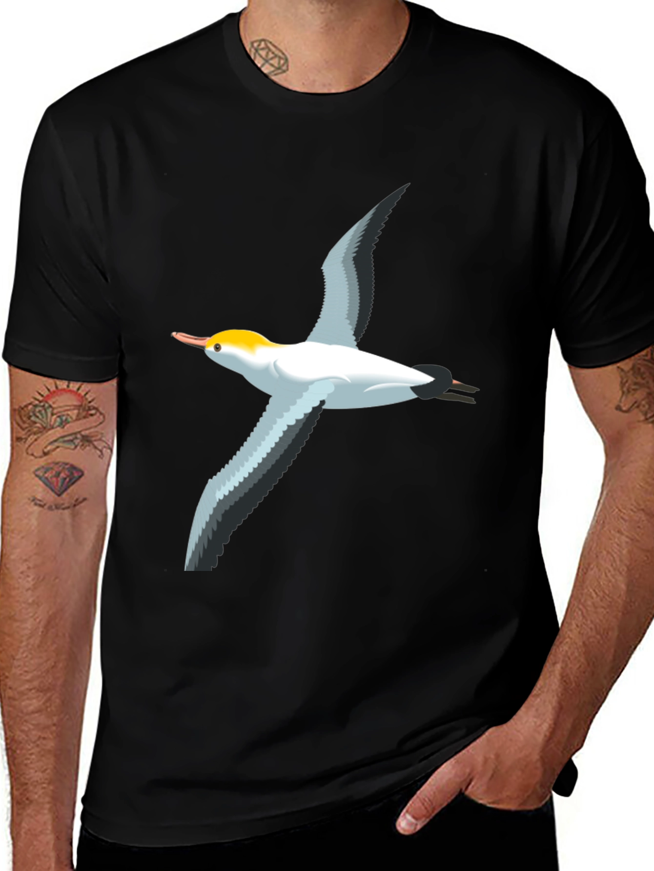 Variant 26 of Black T-Shirt with Bird Graphic