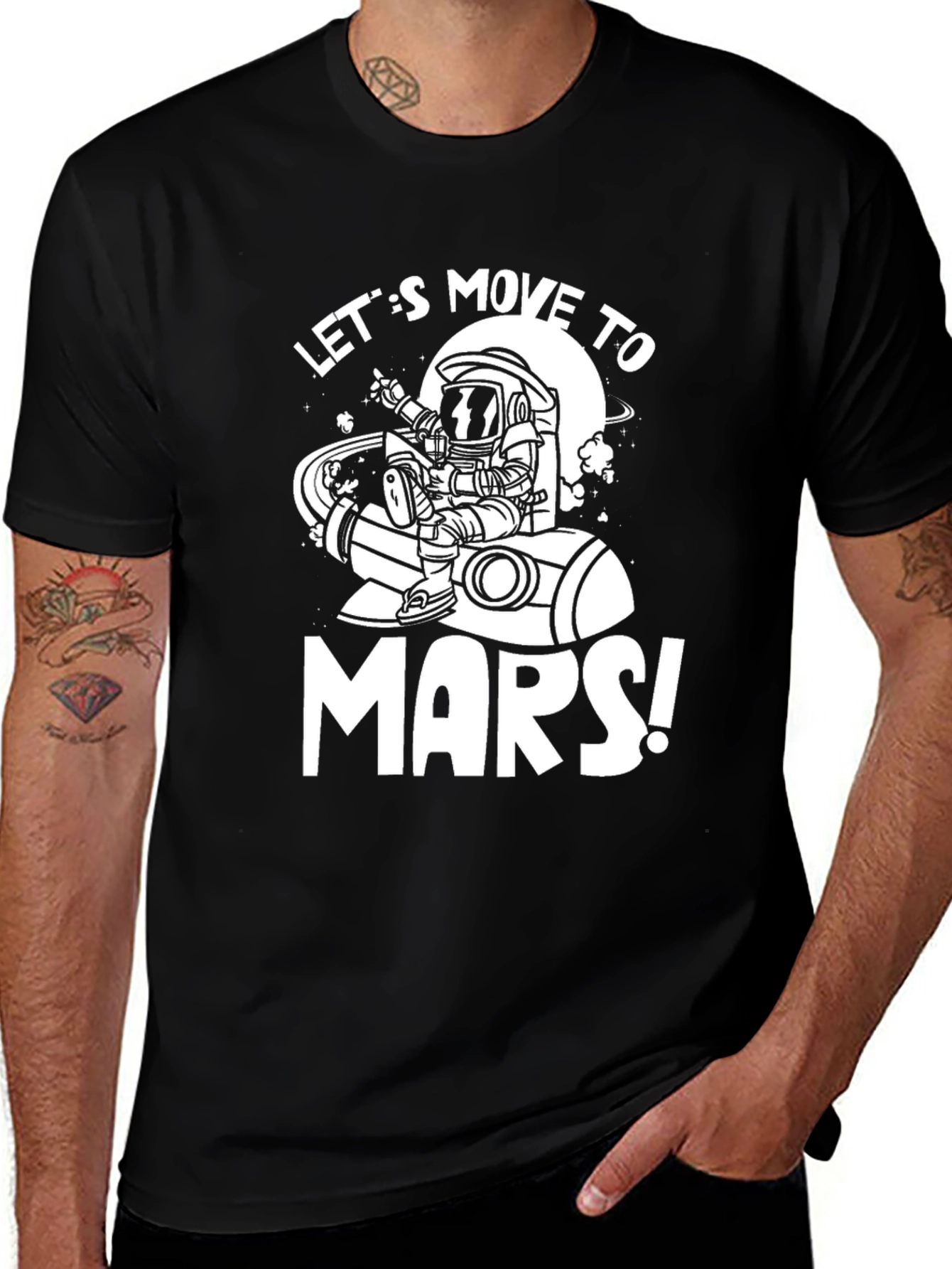 Variant 21 of Let's Move to Mars Black Graphic Tee