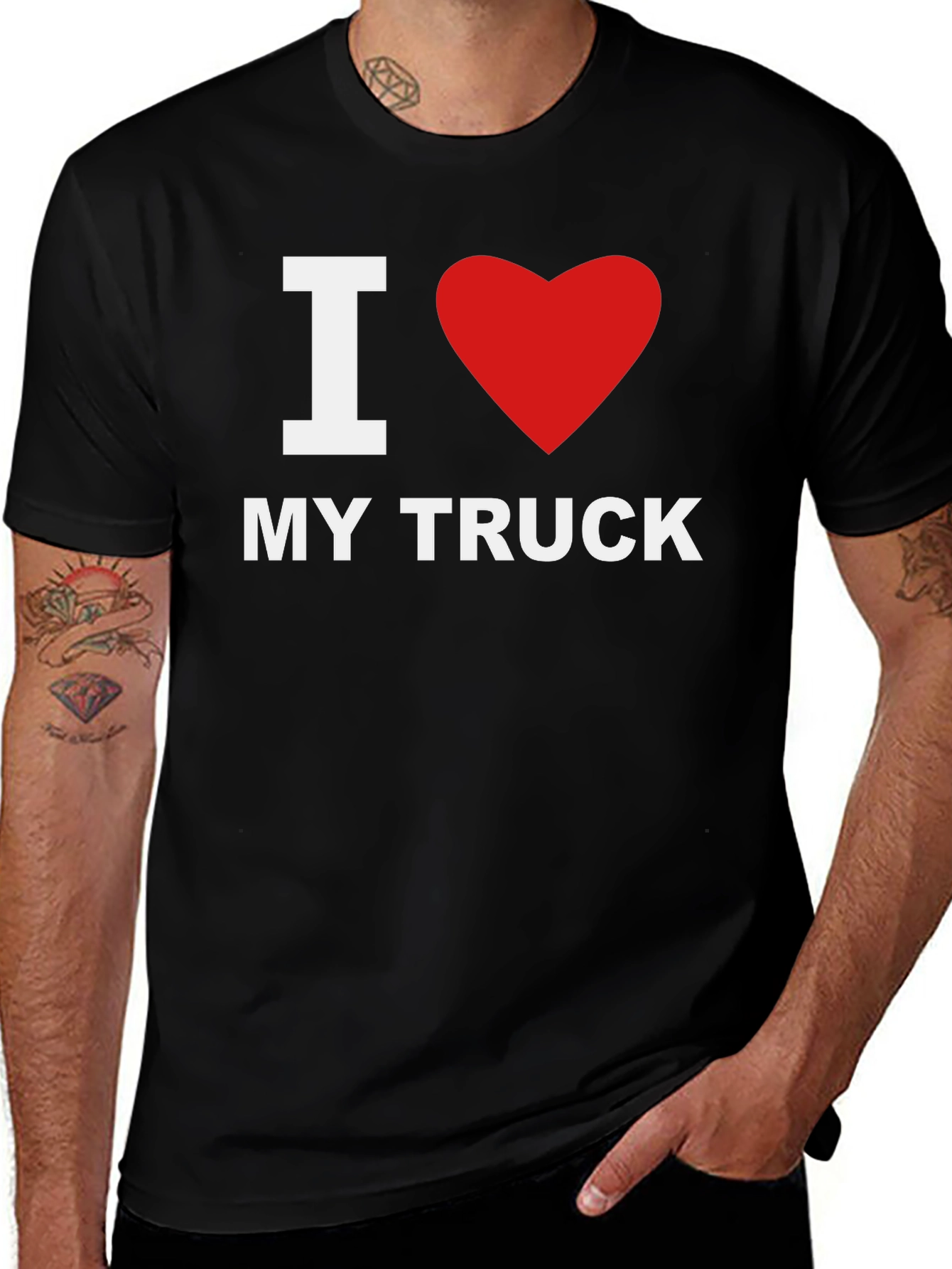 Variant 13 of I Heart My Truck T-Shirt - Black Cotton Tee