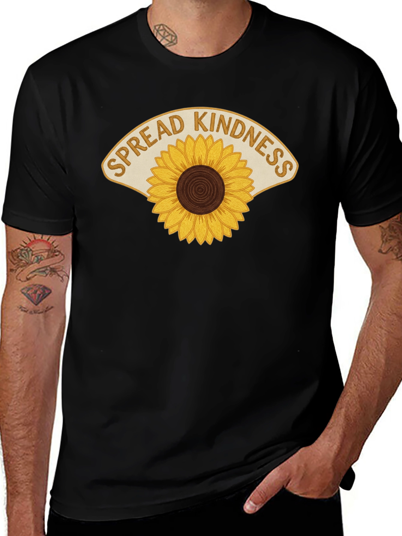 Variant 15 of Spread Kindness Sunflower Graphic Tee - Black