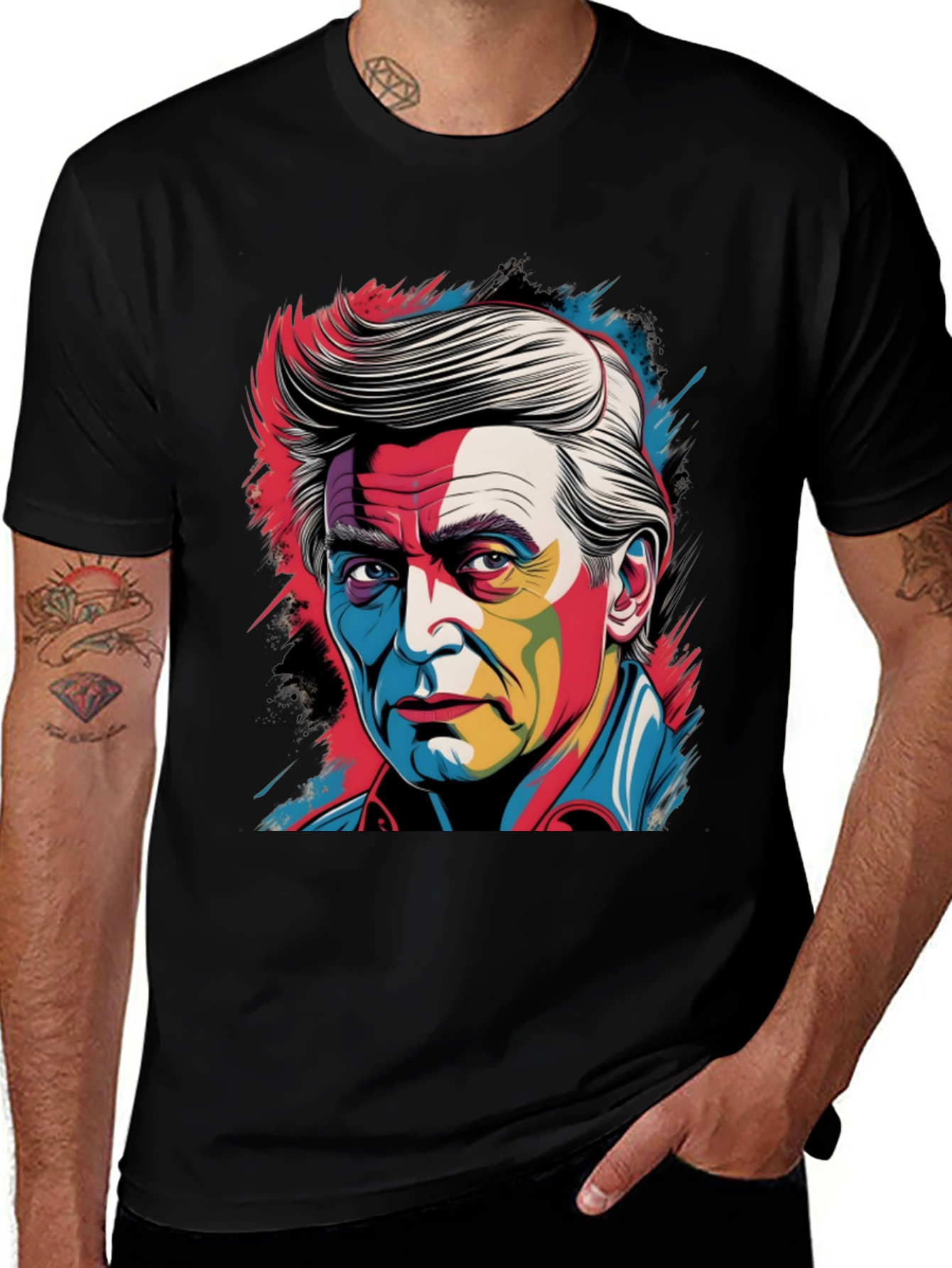 Variant 18 of Colorful Portrait Graphic Black T-Shirt