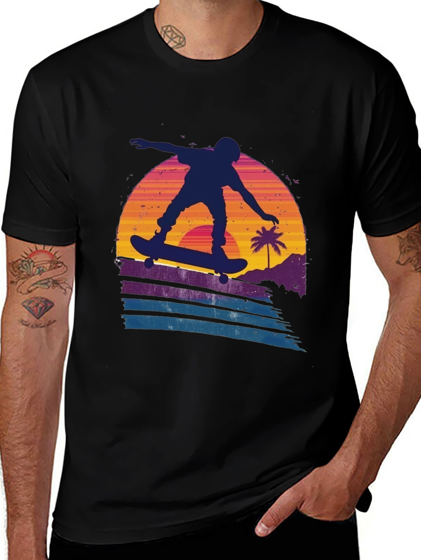 Variant 27 of Retro Skateboarder Sunset T-Shirt